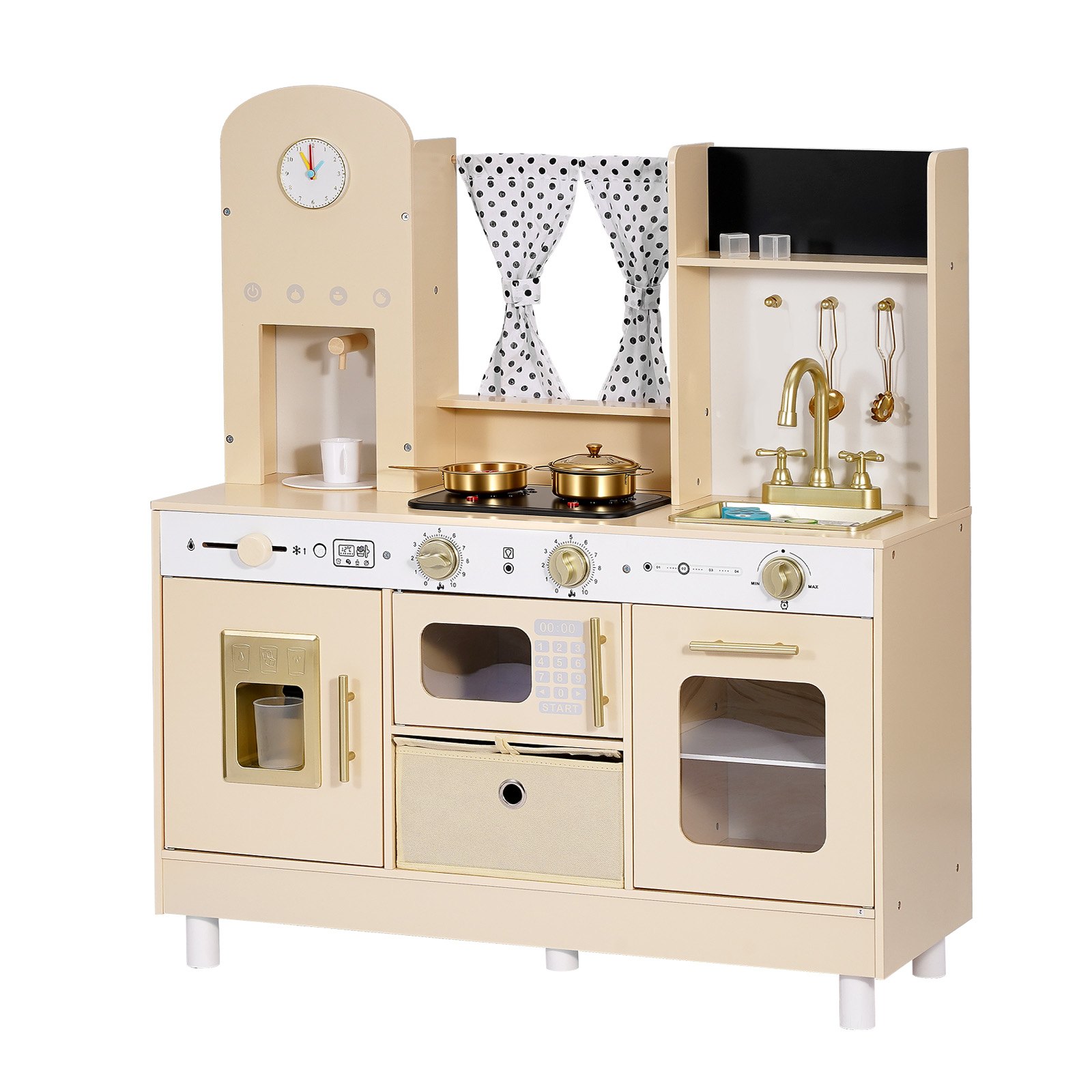 VEVOR Wooden Play Kitchen for Kids with Lights, Sounds, Ice Maker, Microwave & Accessories, Pretend Toy Set for Children 3–8 - Зображення 11