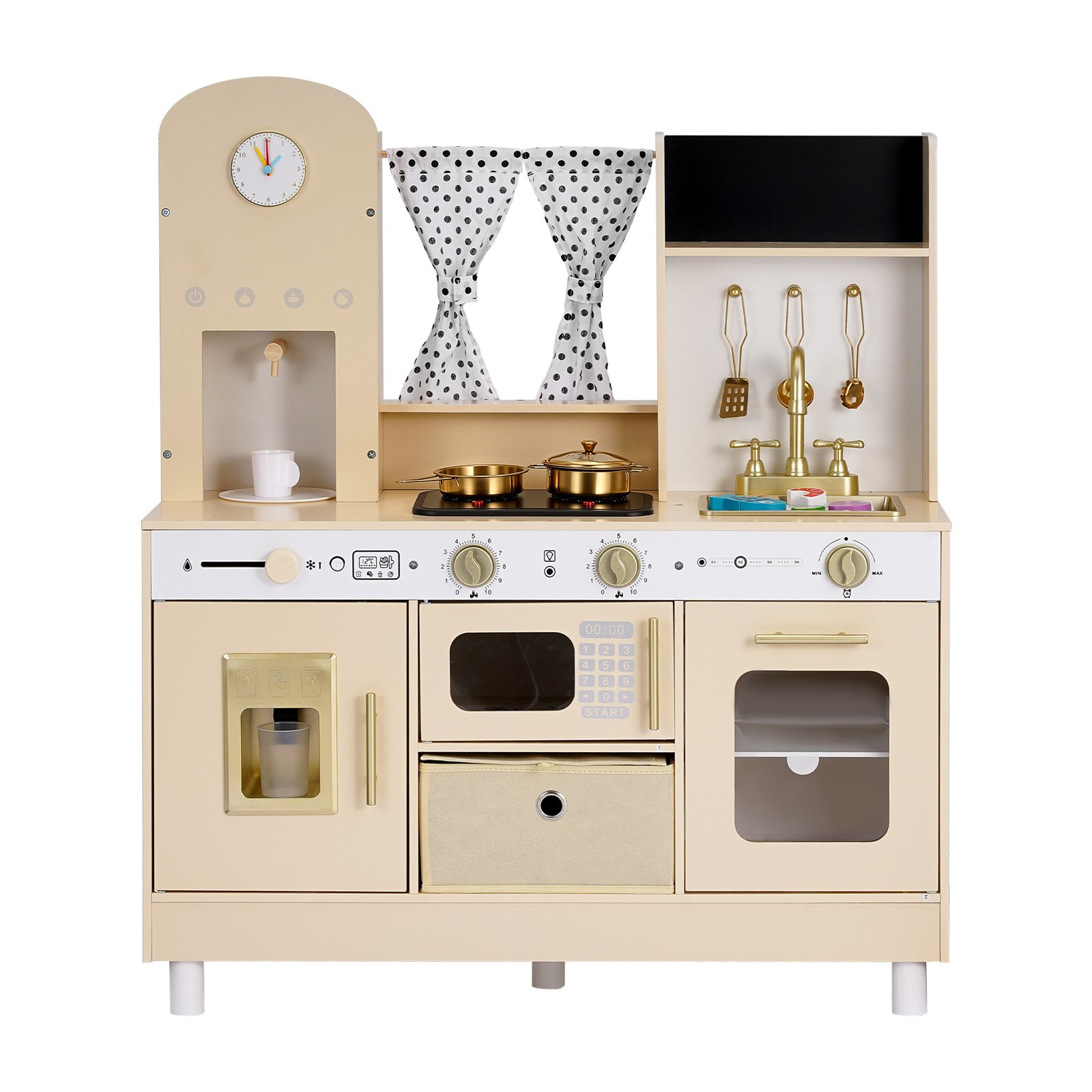 VEVOR Wooden Play Kitchen for Kids with Lights, Sounds, Ice Maker, Microwave & Accessories, Pretend Toy Set for Children 3–8 - Зображення 9
