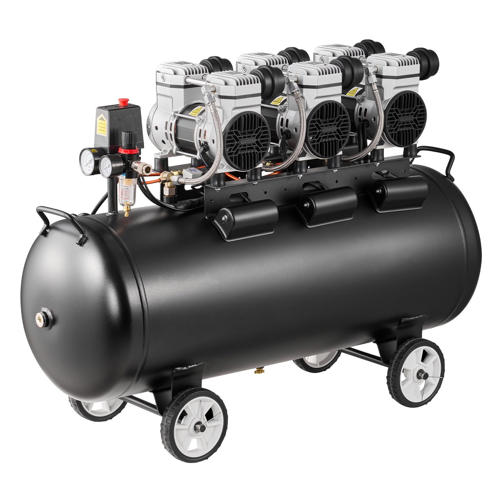 VEVOR 100L 3kW Oil-Free Air Compressor, 198 L/min 8 Bar, Portable Tank on Wheels for Tire Inflation, Auto Repair & Spray Painting - Зображення 11