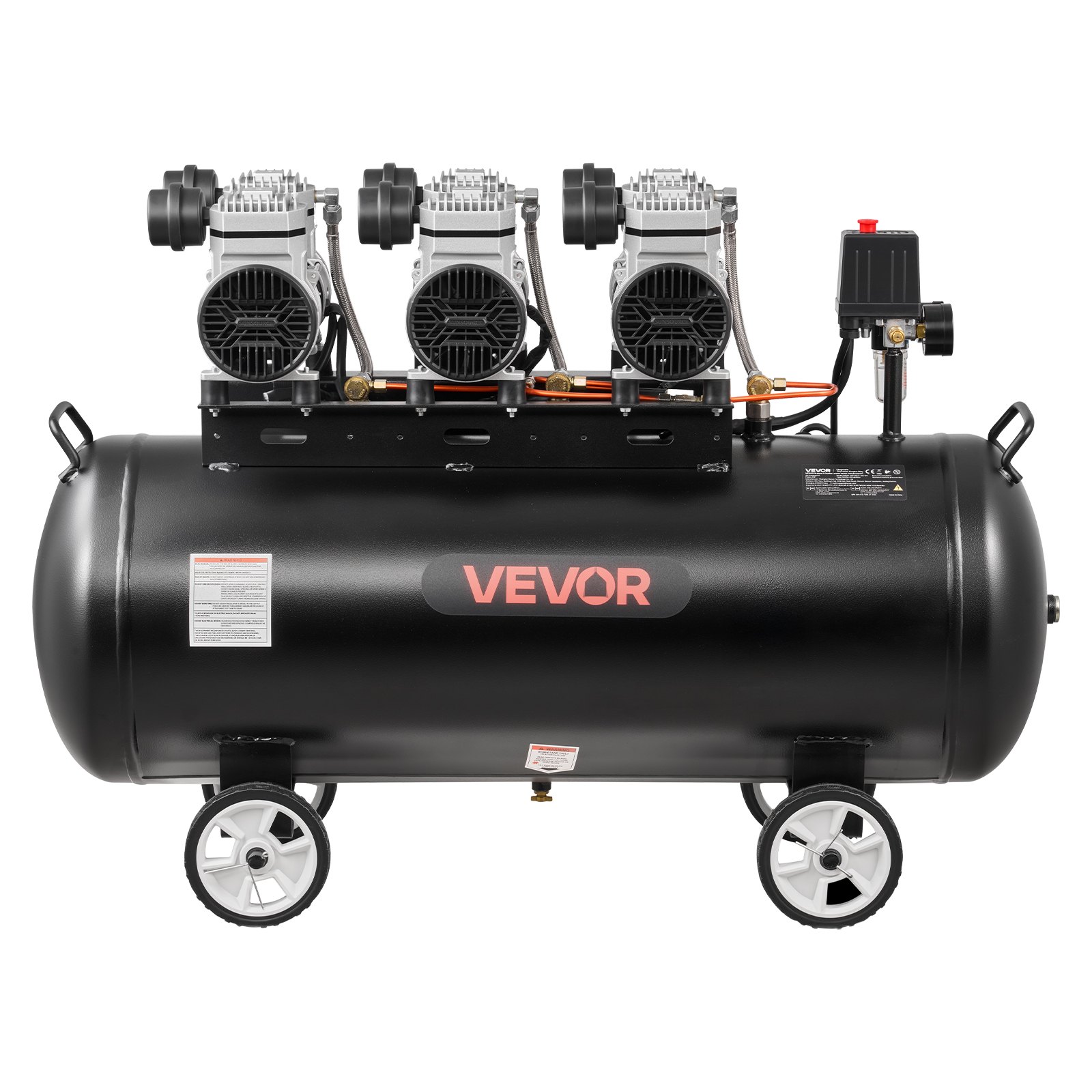 VEVOR 100L 3kW Oil-Free Air Compressor, 198 L/min 8 Bar, Portable Tank on Wheels for Tire Inflation, Auto Repair & Spray Painting - Зображення 9