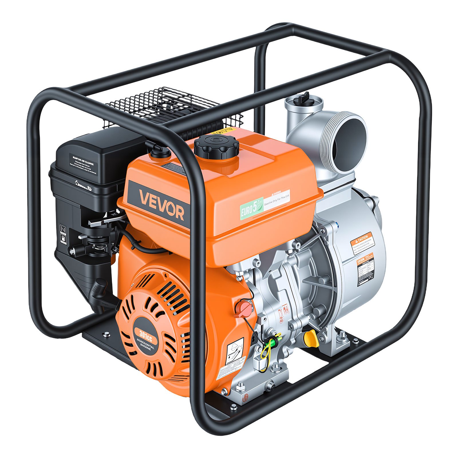 VEVOR 4" Gas Water Pump 1600 L/min 8.3 HP, Semi-Trash Transfer Pump with 7.6 m Hose, High Lift, for Irrigation, Drainage, Pools — изображение 10