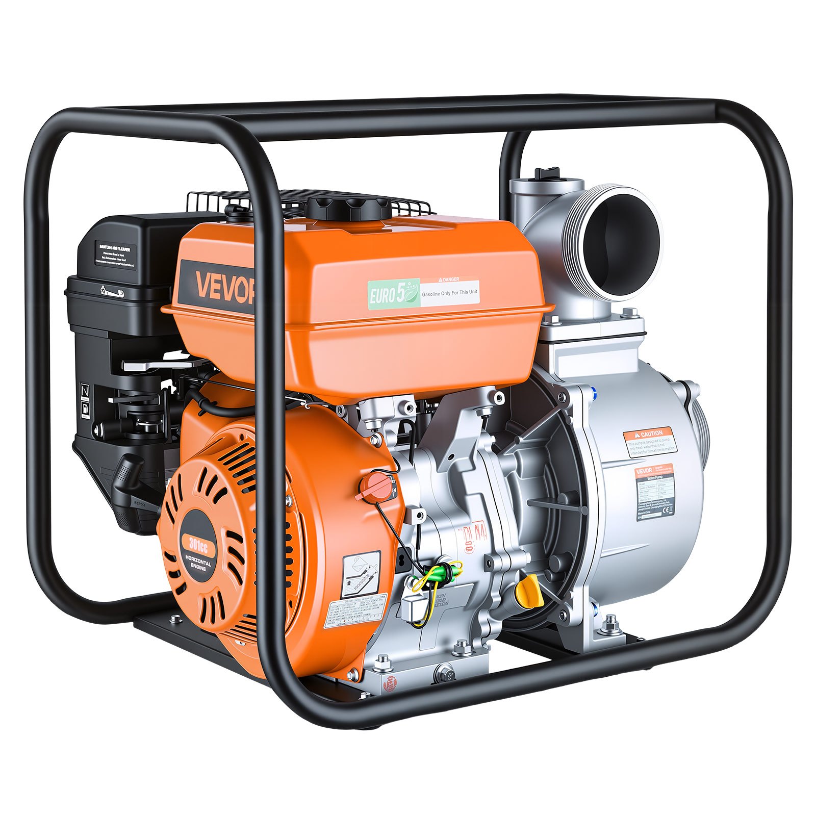 VEVOR 4" Gas Water Pump 1600 L/min 8.3 HP, Semi-Trash Transfer Pump with 7.6 m Hose, High Lift, for Irrigation, Drainage, Pools — изображение 11