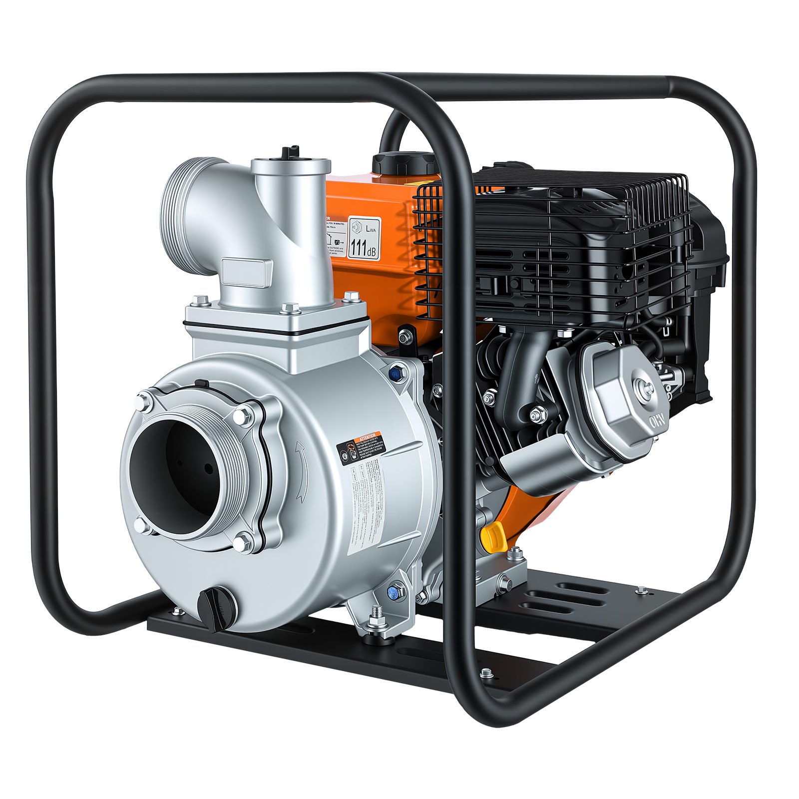 VEVOR 4" Gas Water Pump 1600 L/min 8.3 HP, Semi-Trash Transfer Pump with 7.6 m Hose, High Lift, for Irrigation, Drainage, Pools — изображение 12