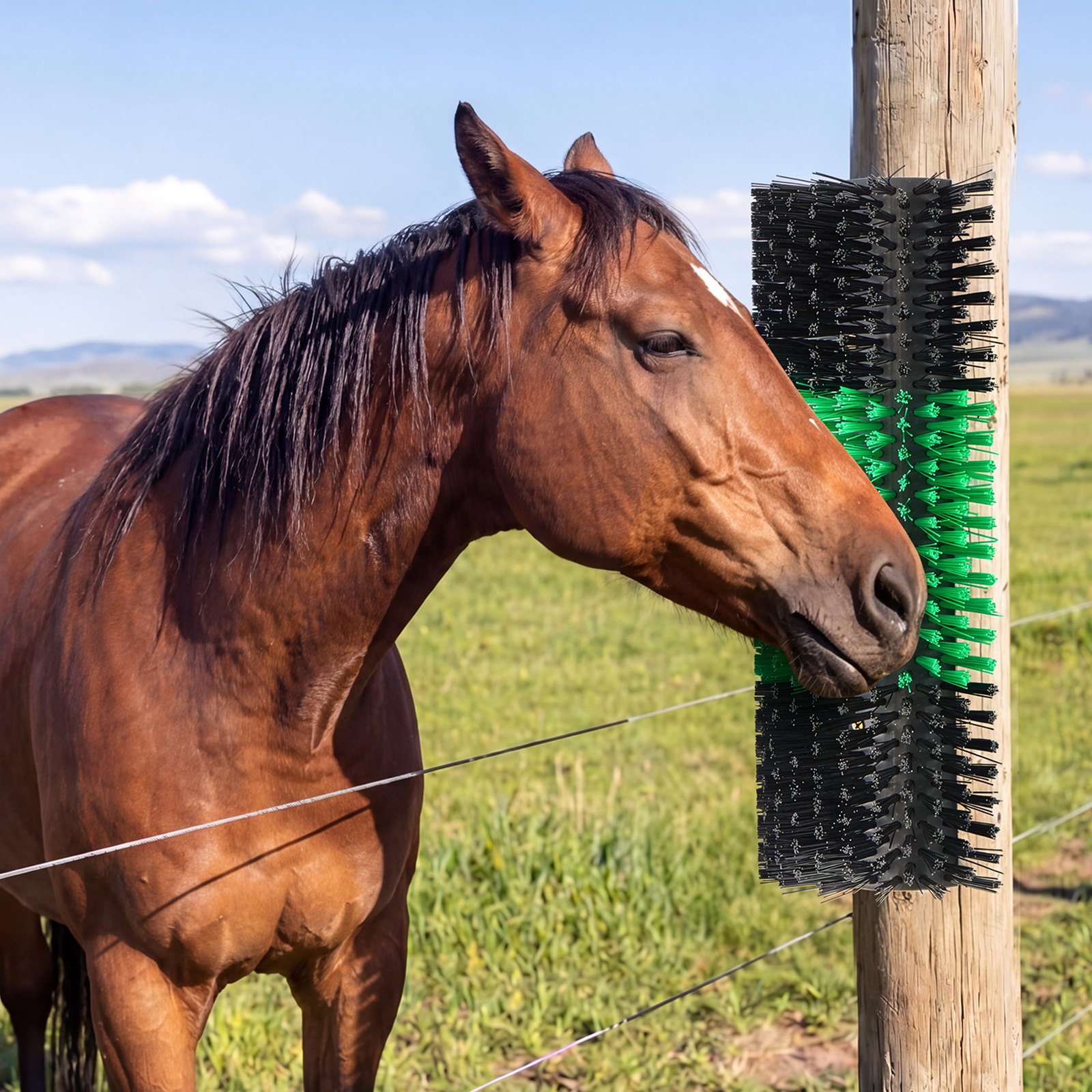 VEVOR Livestock Scratching Brush 430x190 mm, Cow Horse Goat Pig Back Itch Relief Grooming Post with Screws, Green/Black - Зображення 8