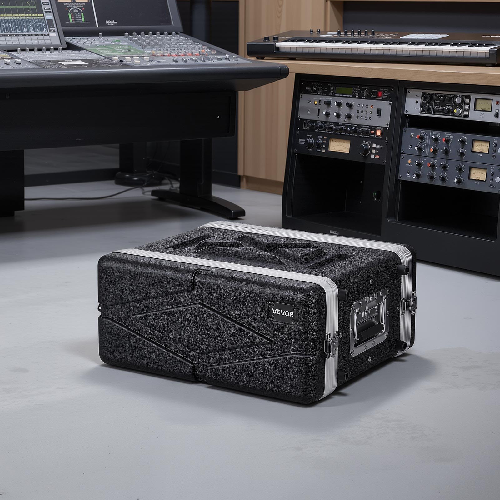 VEVOR 4U 310 mm Shallow ABS Rack Case for Amplifier, Audio, DJ Mixer, Server, with Ventilated Detachable Covers and Rack Rails — изображение 8