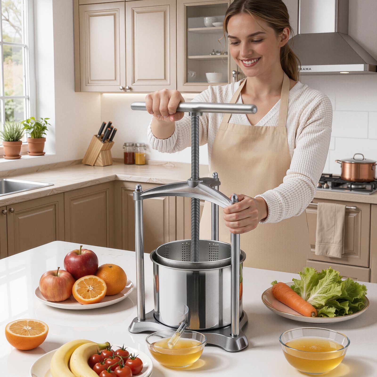VEVOR 6 L Stainless Steel Manual Fruit Wine Press, Juice & Cider Maker with T-Handle for Apples, Grapes, Berries, Herbs, Cheese — изображение 8