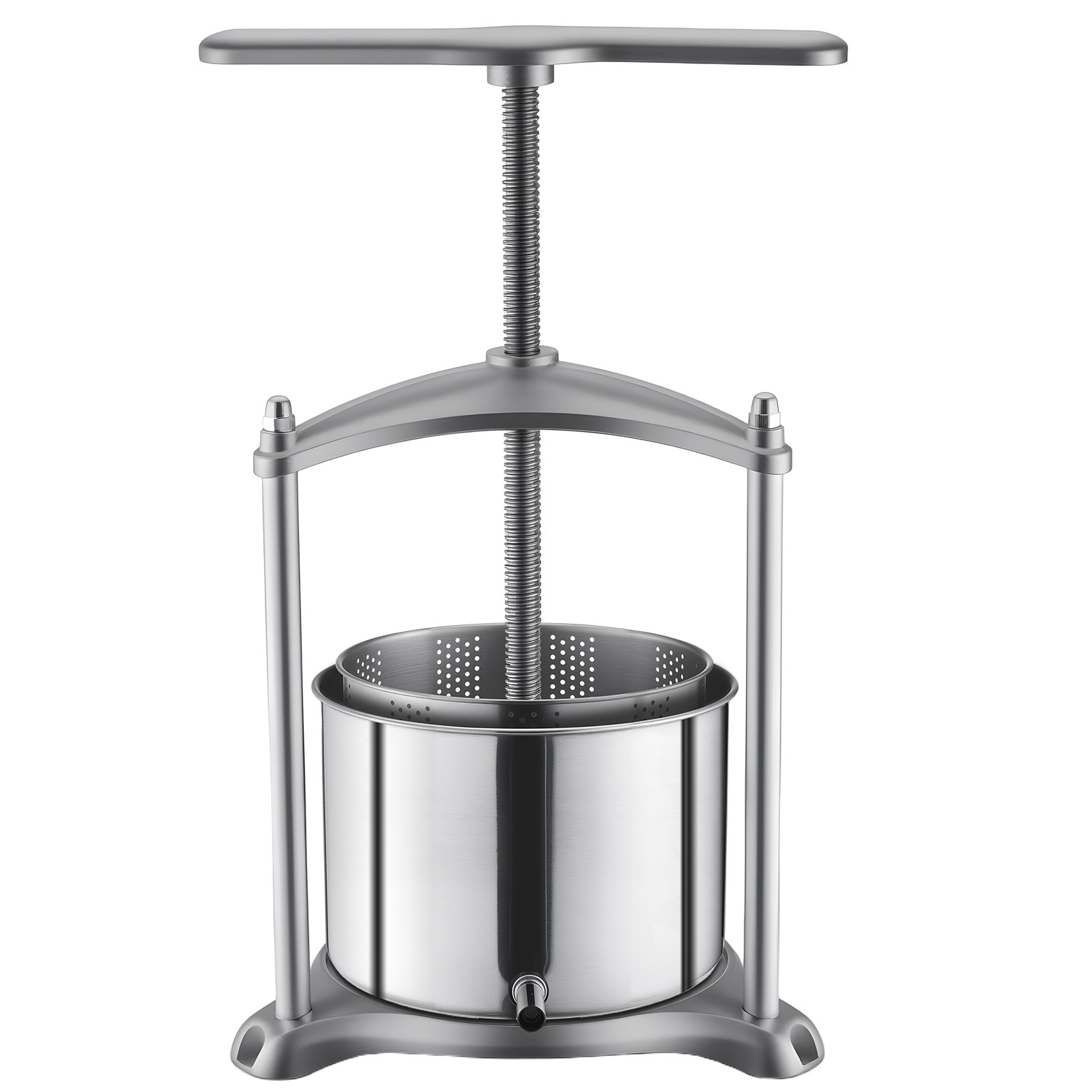VEVOR 6 L Stainless Steel Manual Fruit Wine Press, Juice & Cider Maker with T-Handle for Apples, Grapes, Berries, Herbs, Cheese — изображение 9