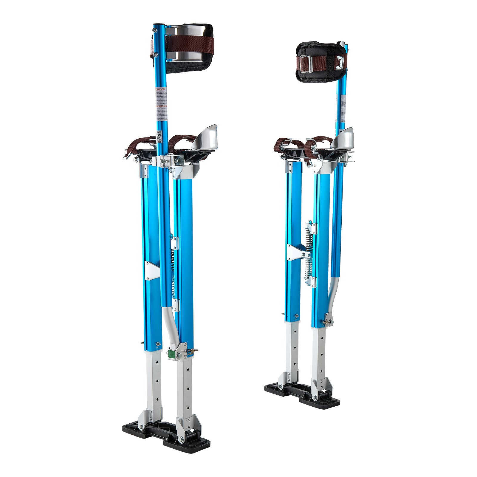 VEVOR Adjustable Drywall Stilts 61.5–102.3 cm, Aluminum, 103 kg Load, Non-Slip Feet, Dual Spring Shock Absorption, Blue - Зображення 10