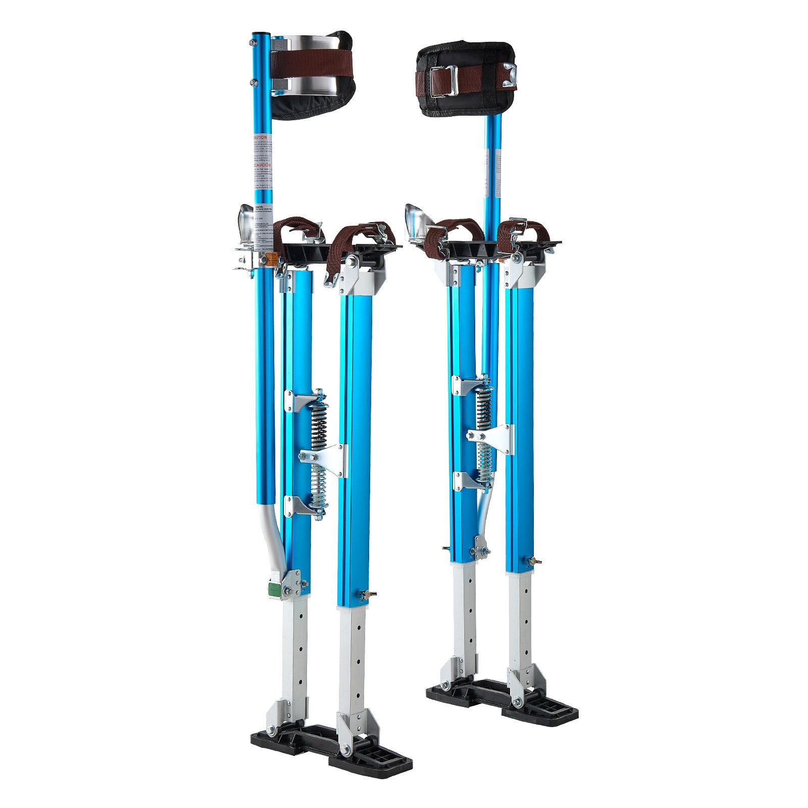 VEVOR Adjustable Drywall Stilts 61.5–102.3 cm, Aluminum, 103 kg Load, Non-Slip Feet, Dual Spring Shock Absorption, Blue - Зображення 11