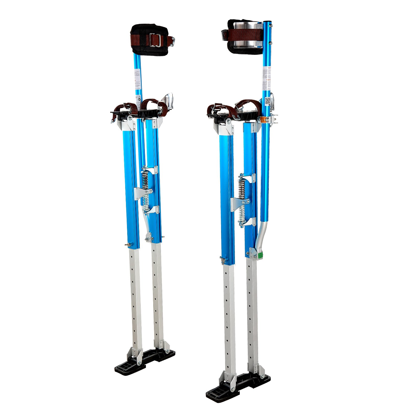 VEVOR Adjustable Drywall Stilts 61.5–102.3 cm, Aluminum, 103 kg Load, Non-Slip Feet, Dual Spring Shock Absorption, Blue - Зображення 12