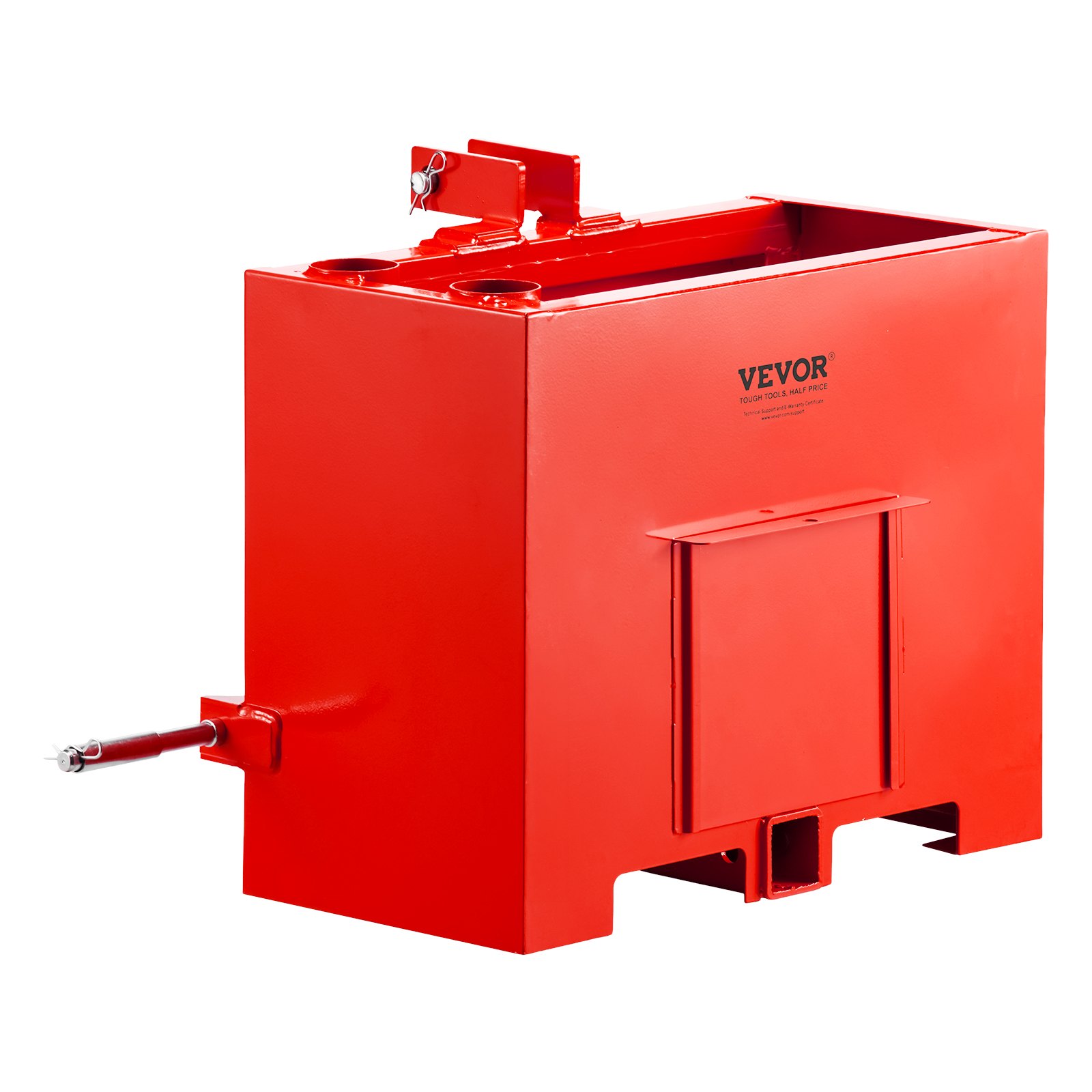 VEVOR 3-Point Cat 1 Tractor Ballast Box 363 kg Capacity, 0.09 m³ Steel Weight Box with 55 mm Hitch Receiver and Sliding Door, Red — изображение 10