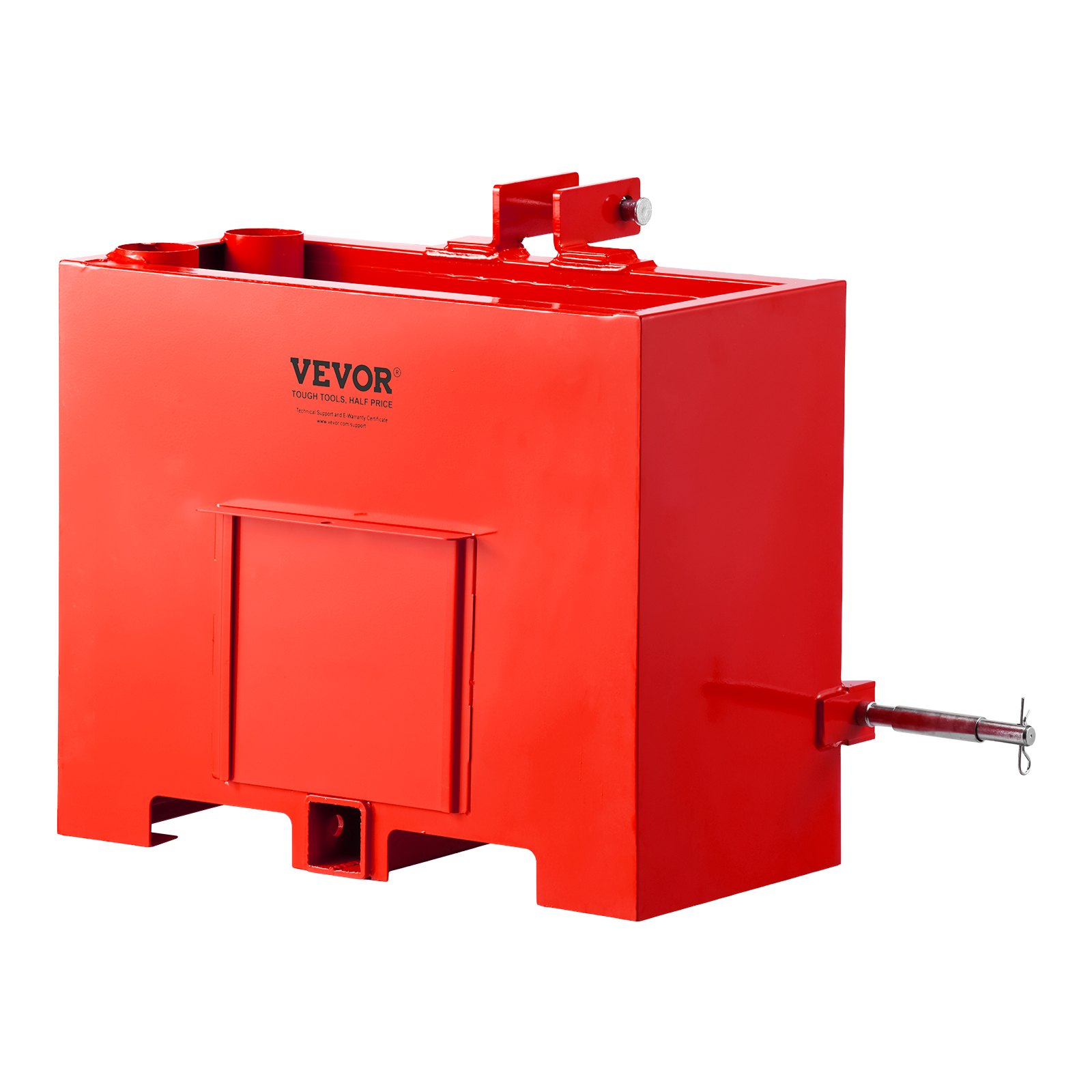 VEVOR 3-Point Cat 1 Tractor Ballast Box 363 kg Capacity, 0.09 m³ Steel Weight Box with 55 mm Hitch Receiver and Sliding Door, Red — изображение 11