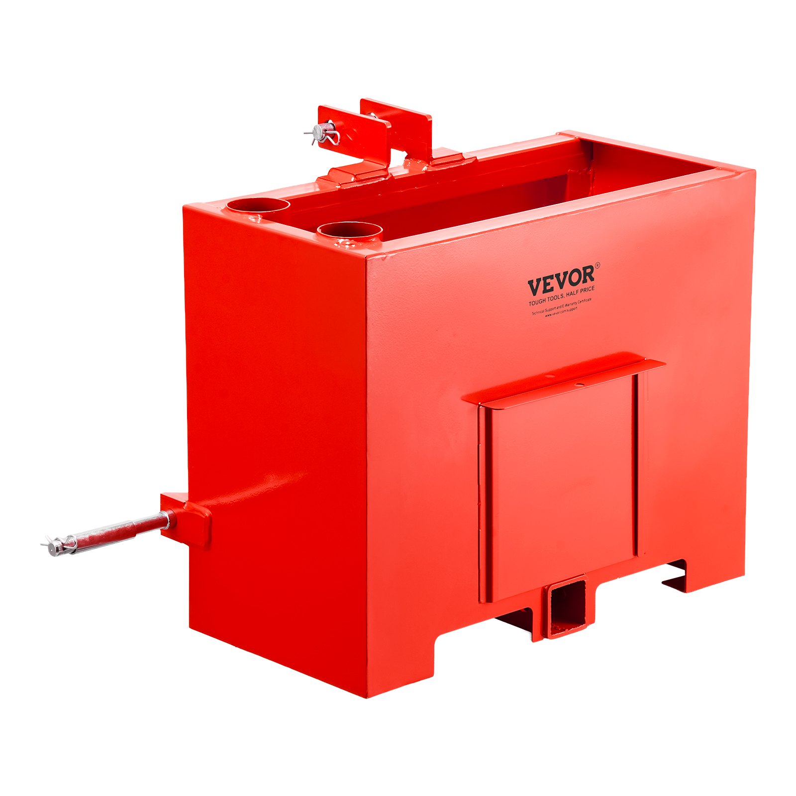 VEVOR 3-Point Cat 1 Tractor Ballast Box 363 kg Capacity, 0.09 m³ Steel Weight Box with 55 mm Hitch Receiver and Sliding Door, Red — изображение 9