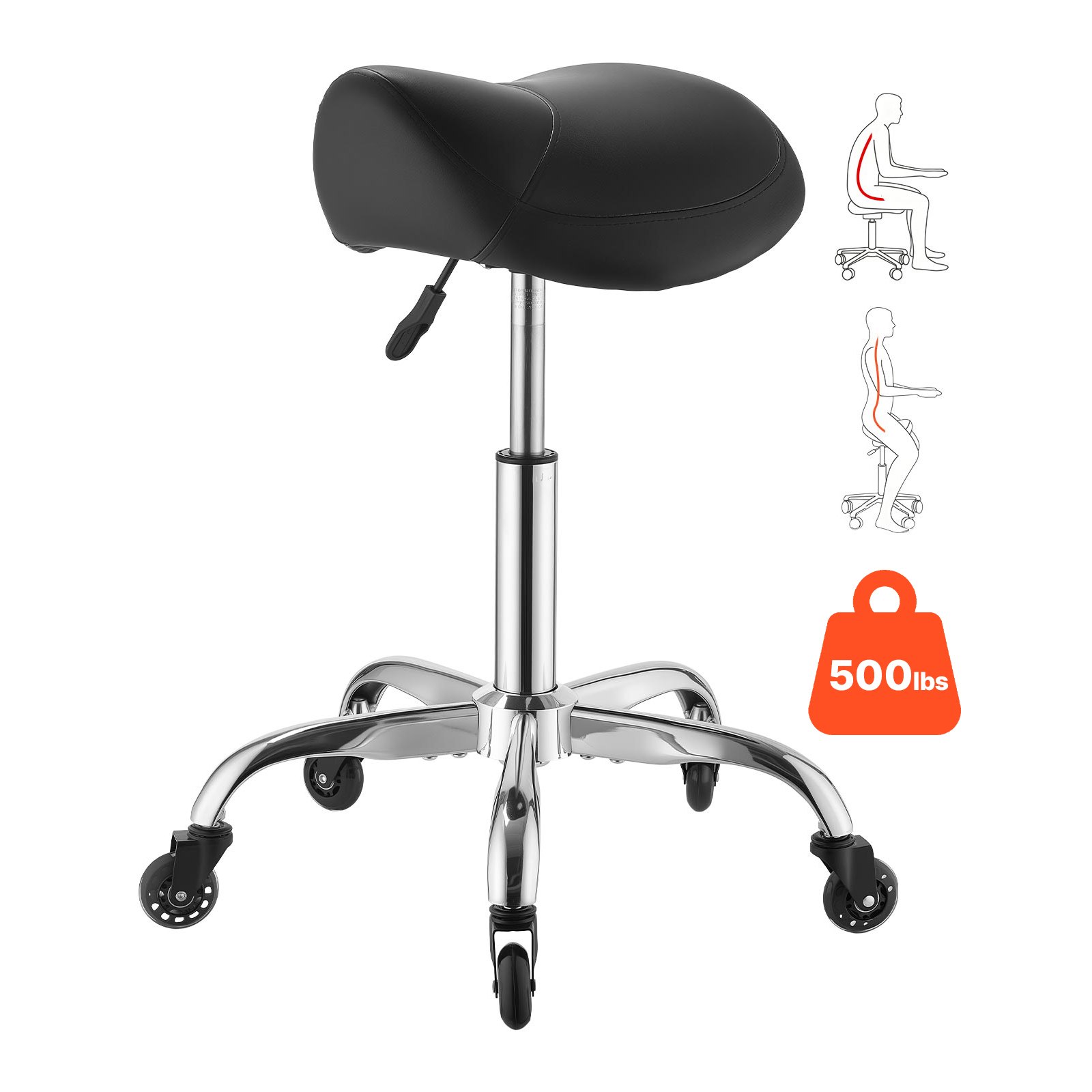 VEVOR ergonomisks seglu krēsls ar riteņiem
