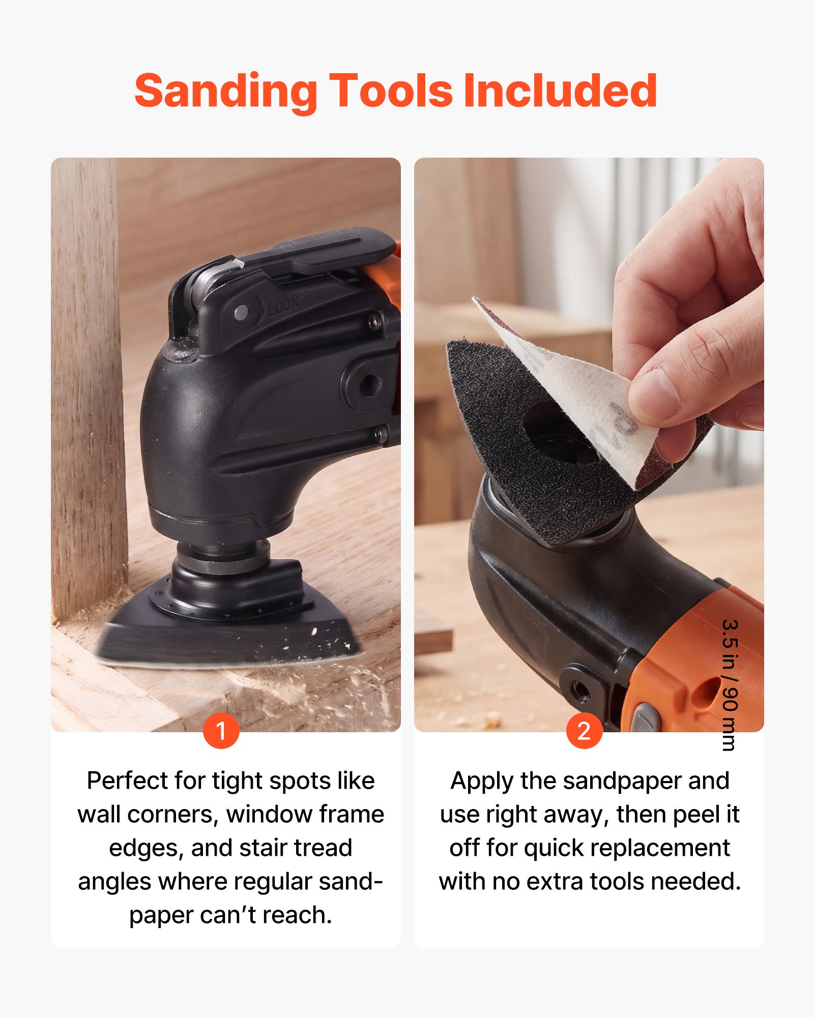 VEVOR 160-Piece Oscillating Multi Tool Blades & Sanding Kit, 36 Universal Saw Blades, Scrapers, 40/80 mm Pads & 120 Grit Sandpapers — изображение 5