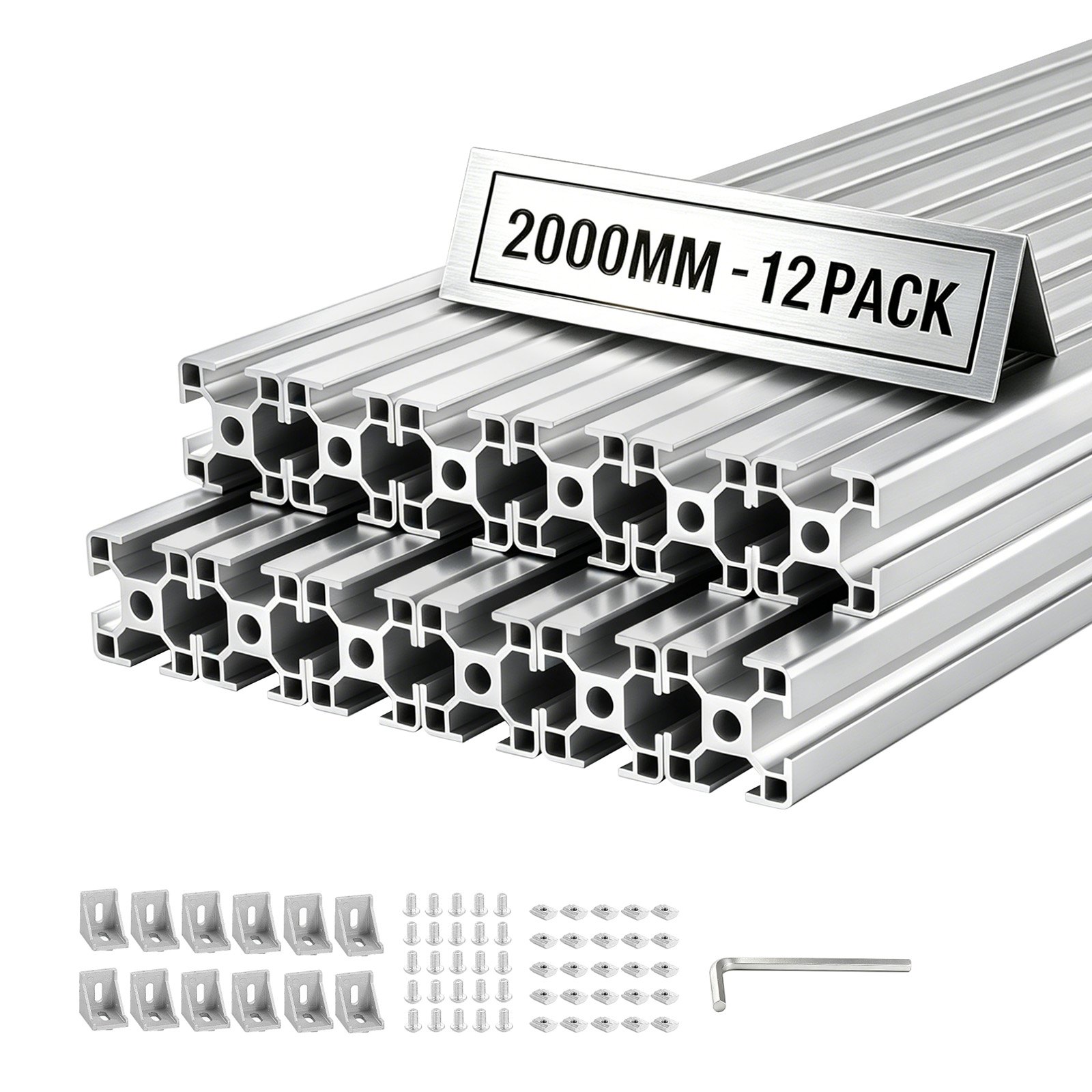 VEVOR 12x 3030 T-Slot Алюмінієва екструзія 2000 мм рейковий набір