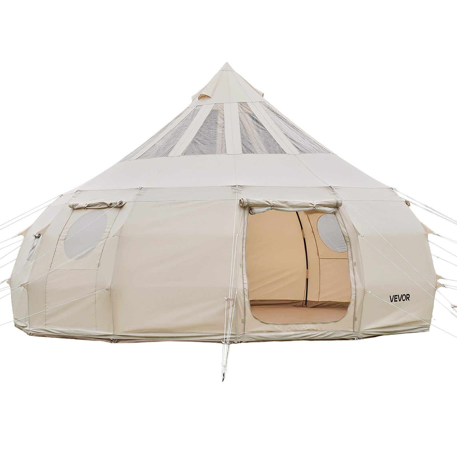 VEVOR 5 m Poly-Cotton Canvas Bell Yurt Tent with Stove Jack, Stargazing Roof, 4 Season, 10-12 Person Family Camping Glamping — изображение 11