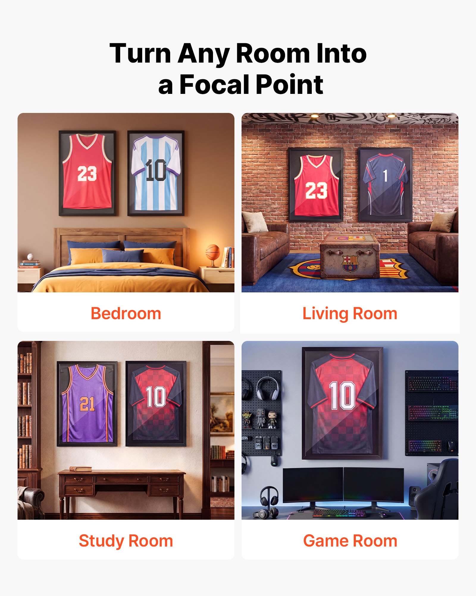 VEVOR Jersey Frame Display Case 79.5x59x4 cm, Wooden UV-Protective Shadow Box with Hanger & Magnetic Lock, 2 Pack — изображение 6