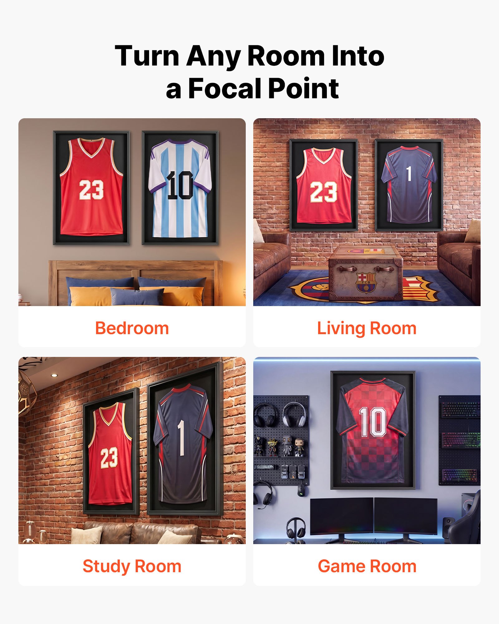 VEVOR Jersey Frame Display Case 90x70x4 cm, Lockable Wooden Shadow Box with UV-Protective Panel for Sports Shirts & Uniforms — изображение 6