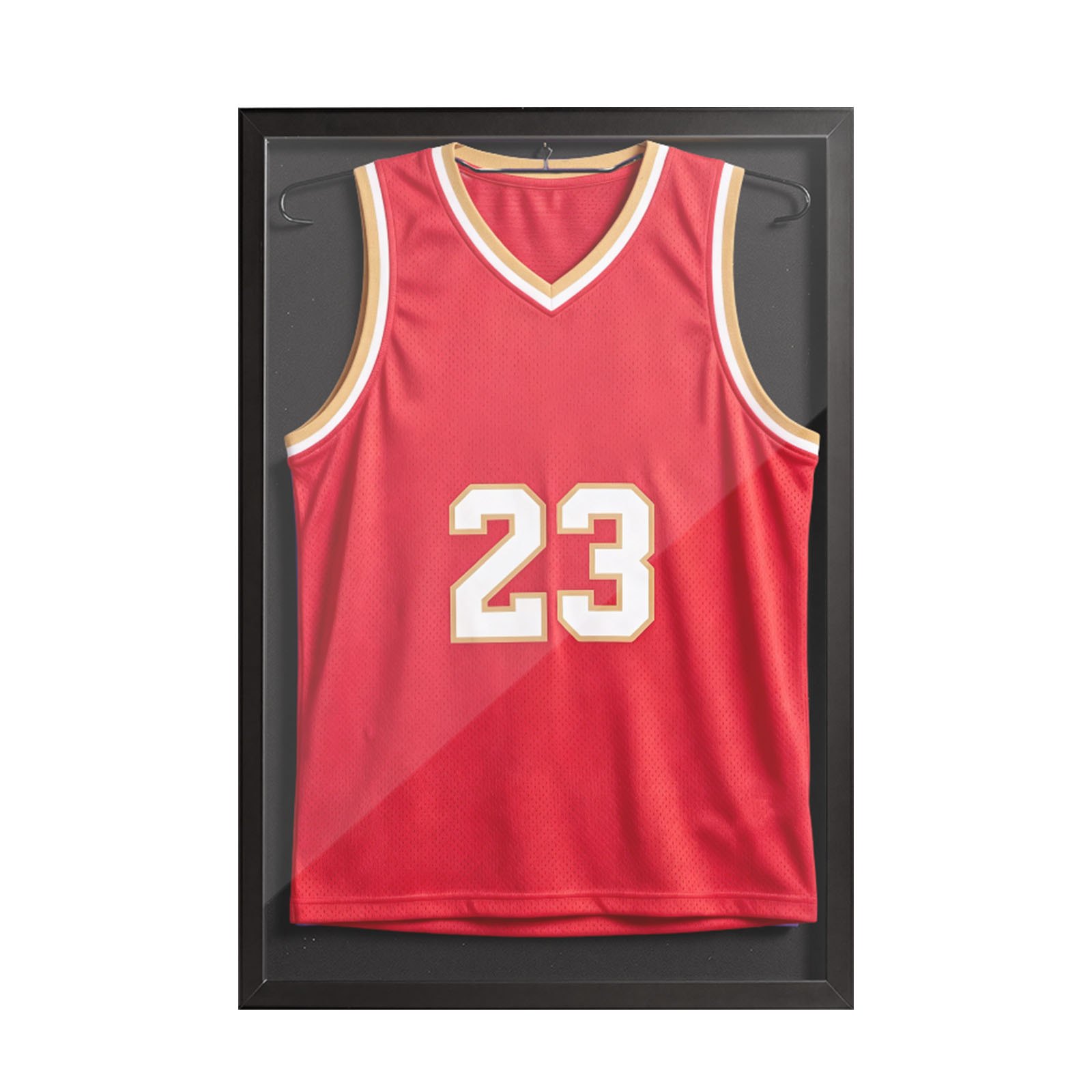 VEVOR Jersey Frame Display Case 80 x 60 cm, Wooden Sports Shirt Shadow Box with UV-Protective Panel and Hanger, Black — изображение 11