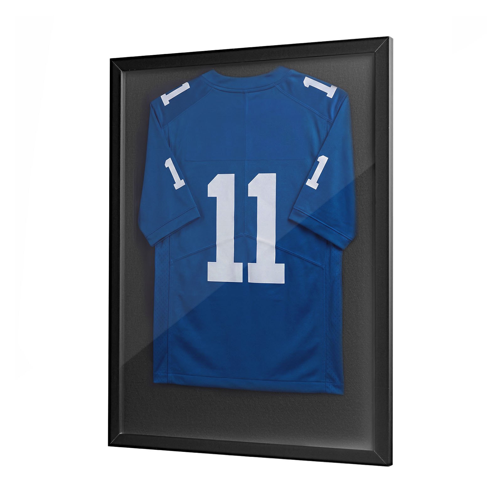 VEVOR Jersey Display Case 90x70x3 cm, Wooden Shadow Box with UV-Protective Panel & Hanger for Sports Shirts and Uniforms, Black — изображение 9