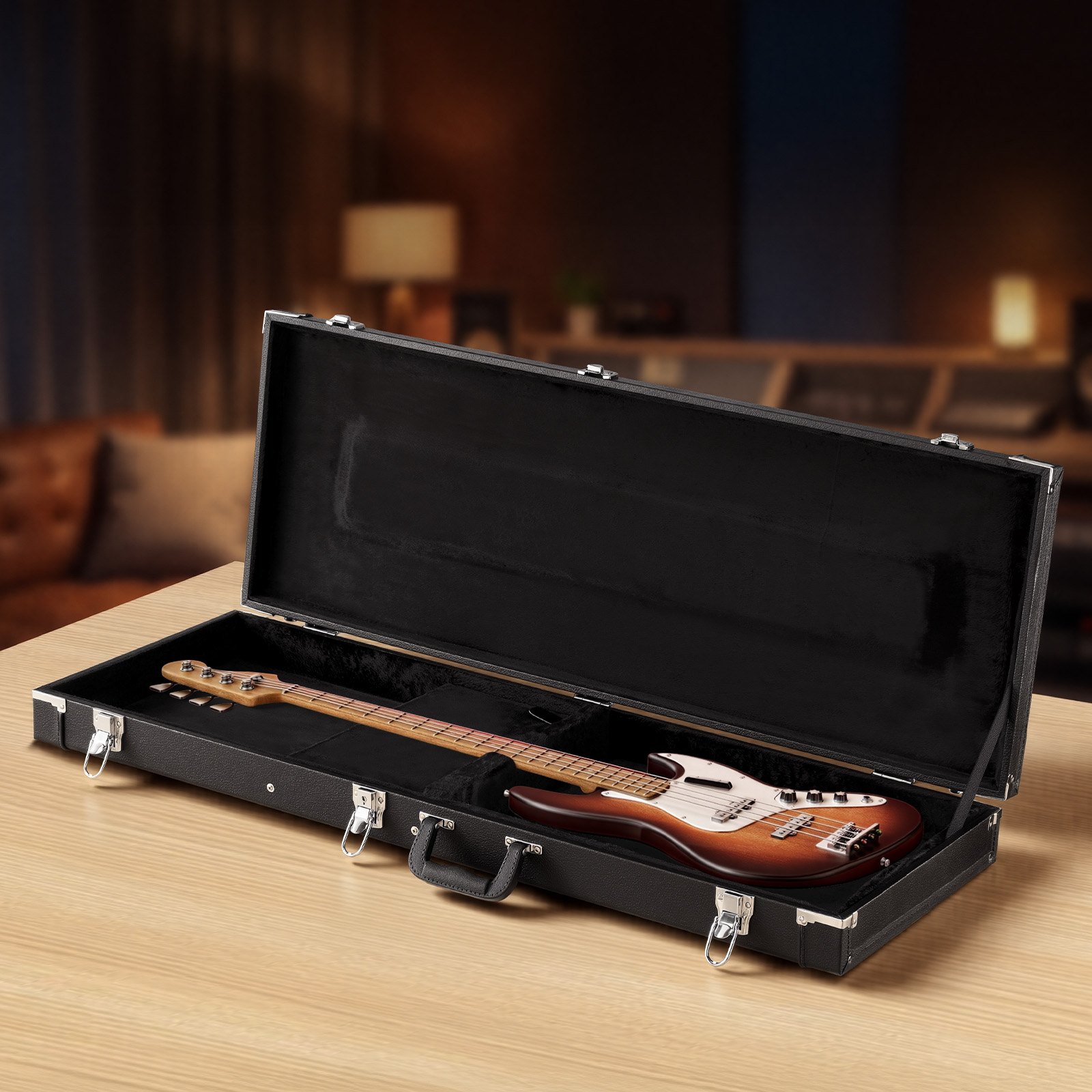VEVOR Electric Guitar Hard Case 1050 mm, Rectangular Wooden Hard-Shell with Lock, Padding & Compartment for 99 cm Tele/ST Guitars, Black — изображение 8