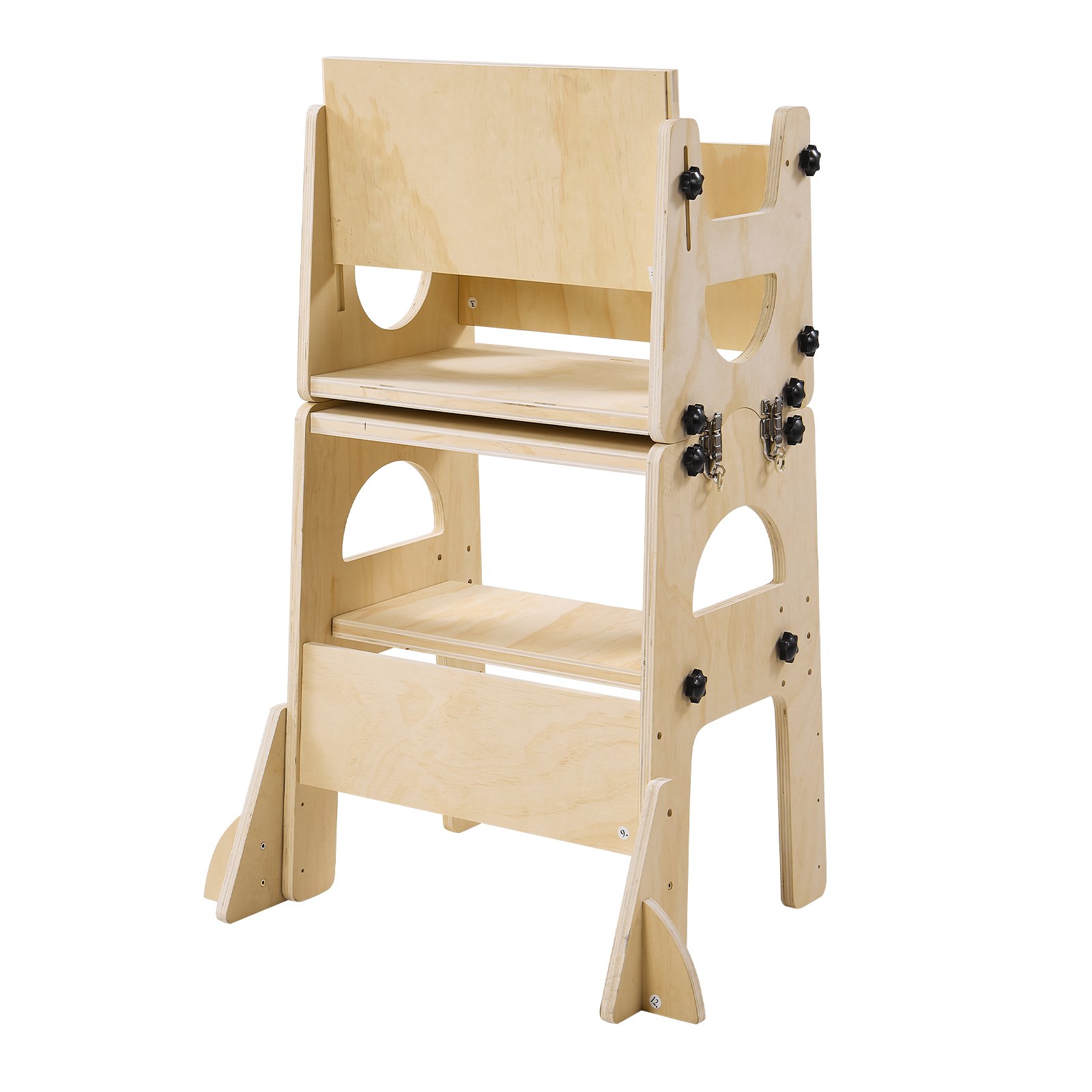 VEVOR Montessori Wooden Toddler Tower 2‑in‑1 Weaning Table & Chair, Adjustable Kids Kitchen Step Stool with Backrest & Chalkboard — изображение 9