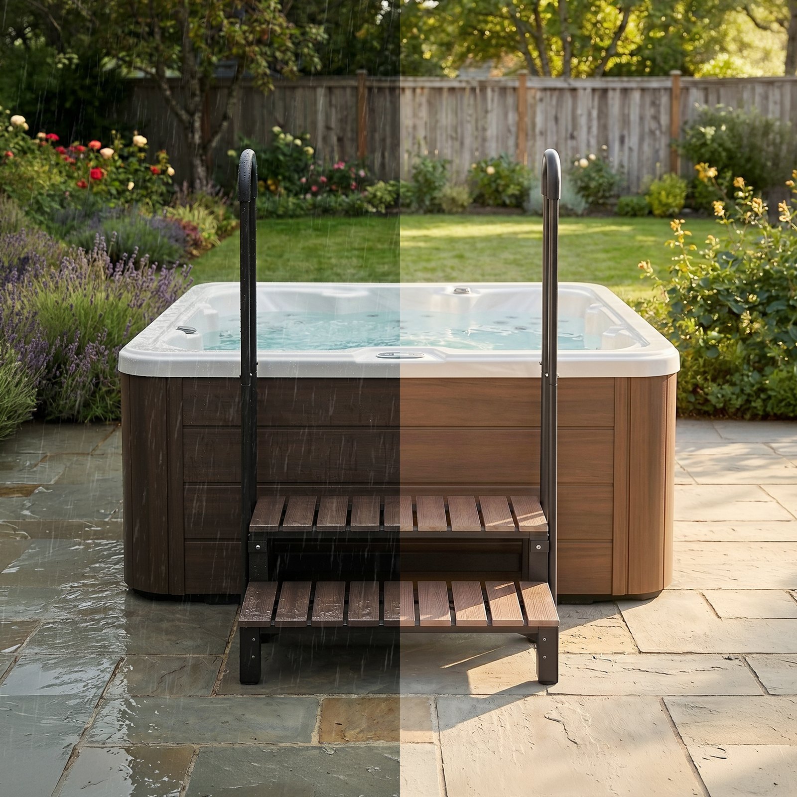 VEVOR 2-Step Hot Tub Steps with Handrail, 250 kg Load, 82 cm Wide, Non-Slip HIPS & Steel Outdoor Spa Stairs, Easy Assembly — изображение 8