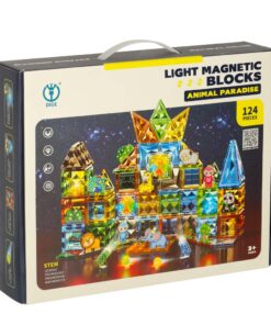 3D construction magnetic blocks glowing animal park 124 el.