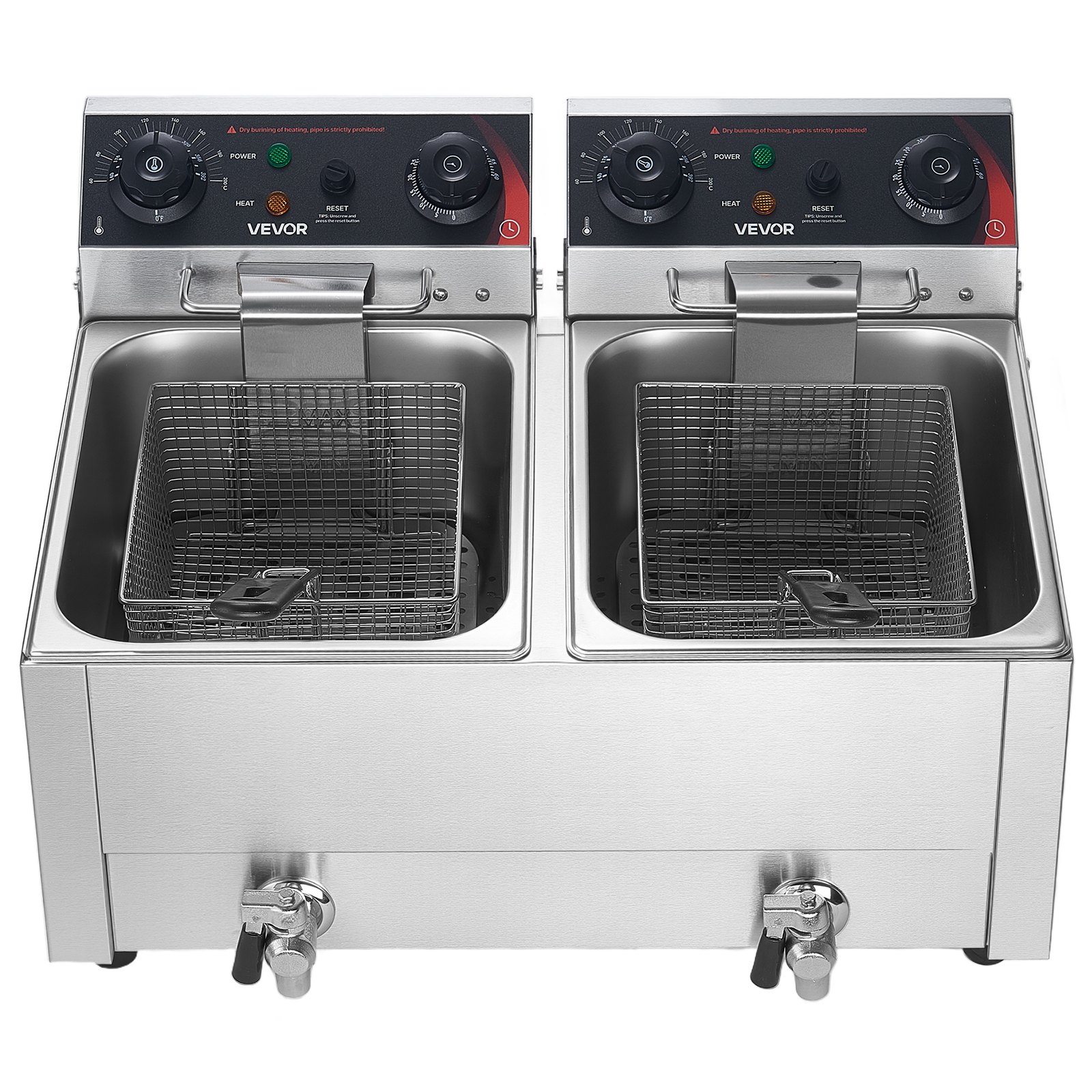 VEVOR 18L Commercial Electric Deep Fryer, Dual Tank 5000W Countertop Fryer with Baskets, Drain Tap, Temp Control for Restaurant — изображение 11