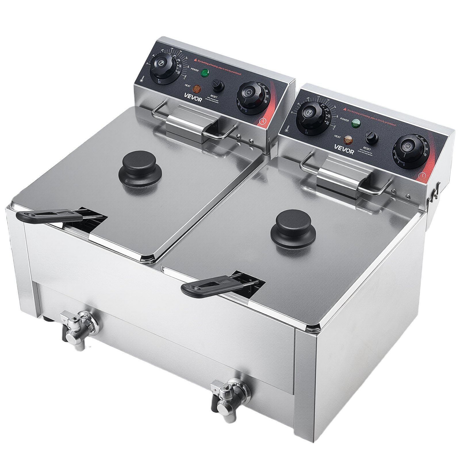 VEVOR 18L Commercial Electric Deep Fryer, Dual Tank 5000W Countertop Fryer with Baskets, Drain Tap, Temp Control for Restaurant — изображение 9