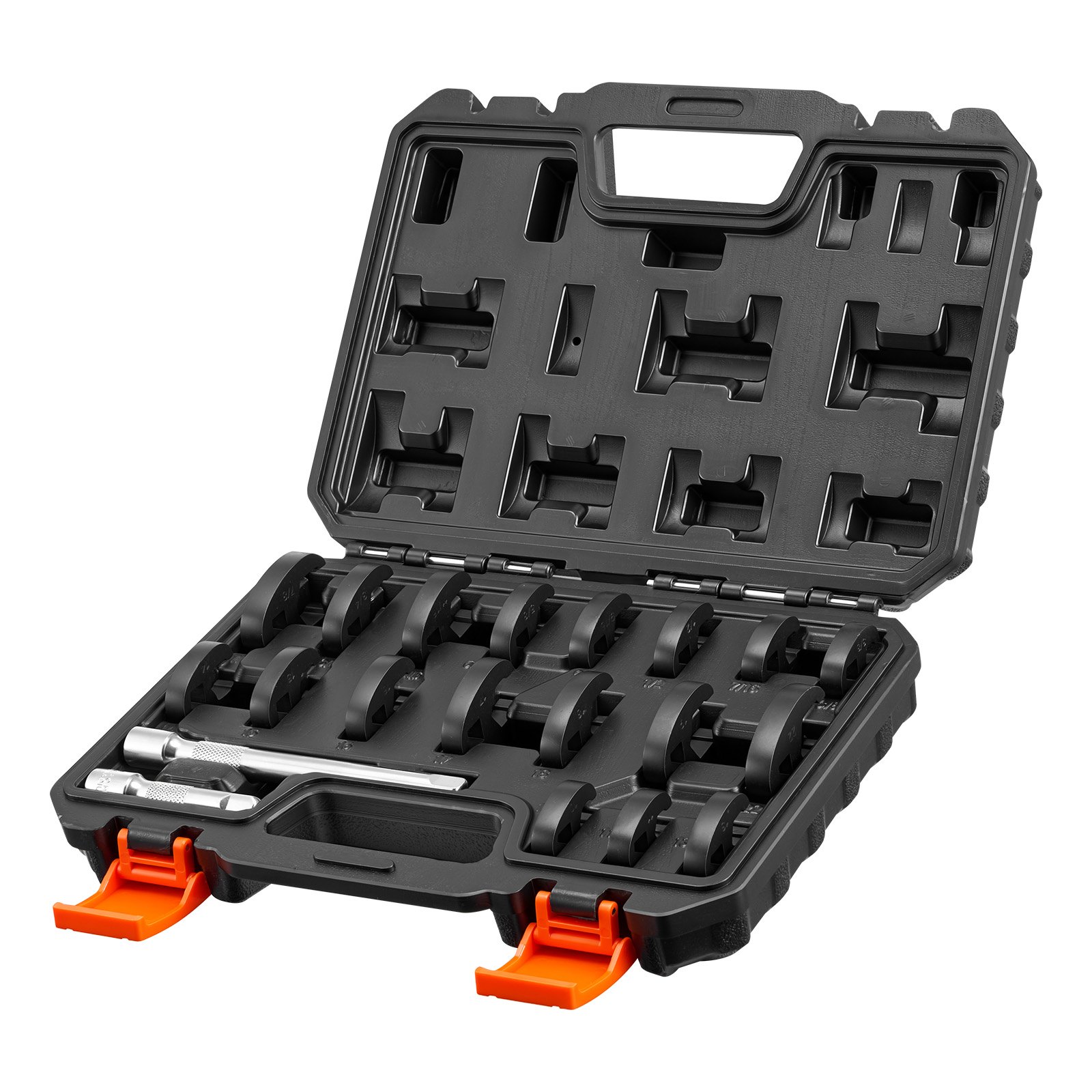 VEVOR 20‑Piece Crowfoot Flare Nut Wrench Set, 3/8" Drive, Metric & SAE, 40Cr Steel, Anti-Slip, with Storage Tray for Auto Repair - Image 10
