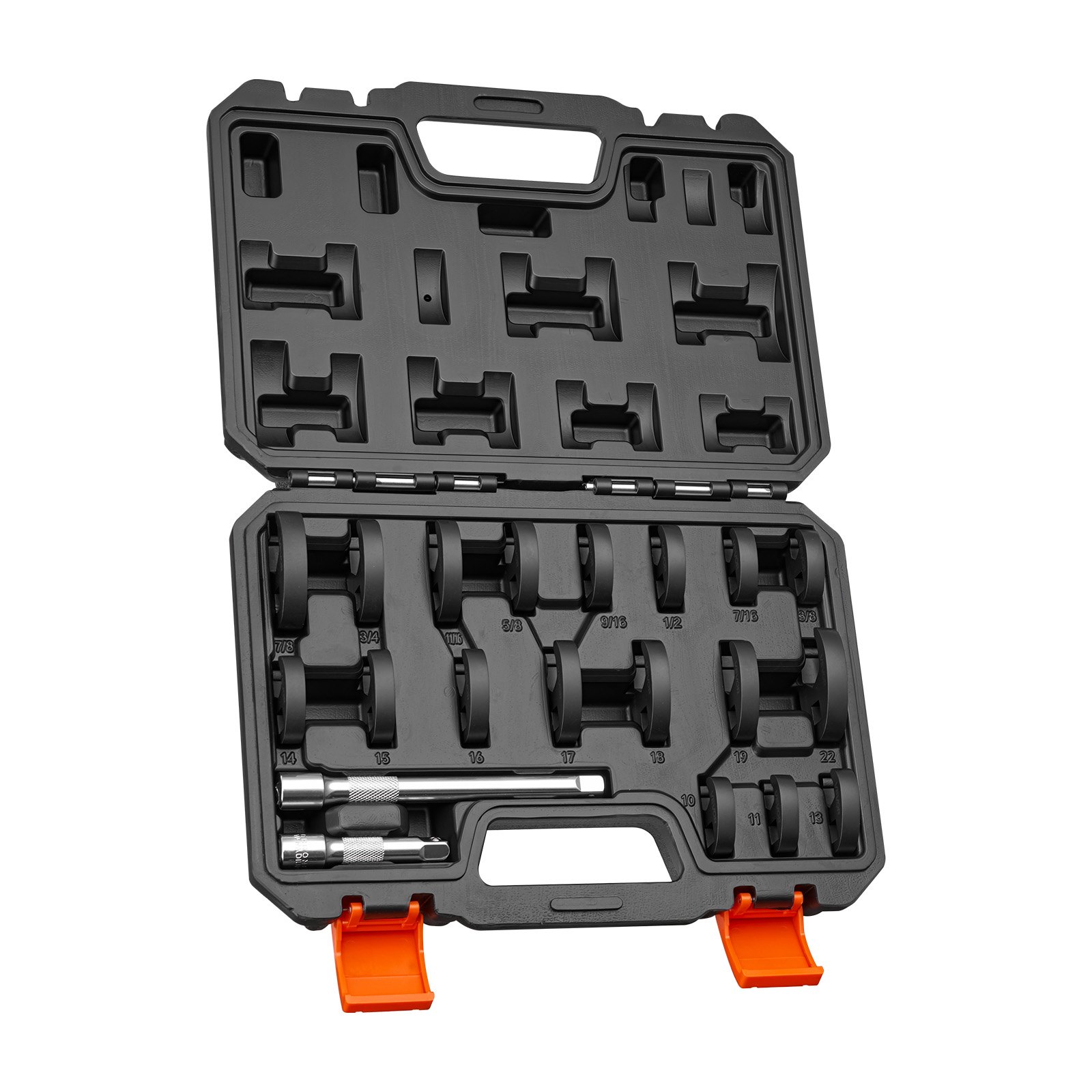 VEVOR 20‑Piece Crowfoot Flare Nut Wrench Set, 3/8" Drive, Metric & SAE, 40Cr Steel, Anti-Slip, with Storage Tray for Auto Repair - Image 11
