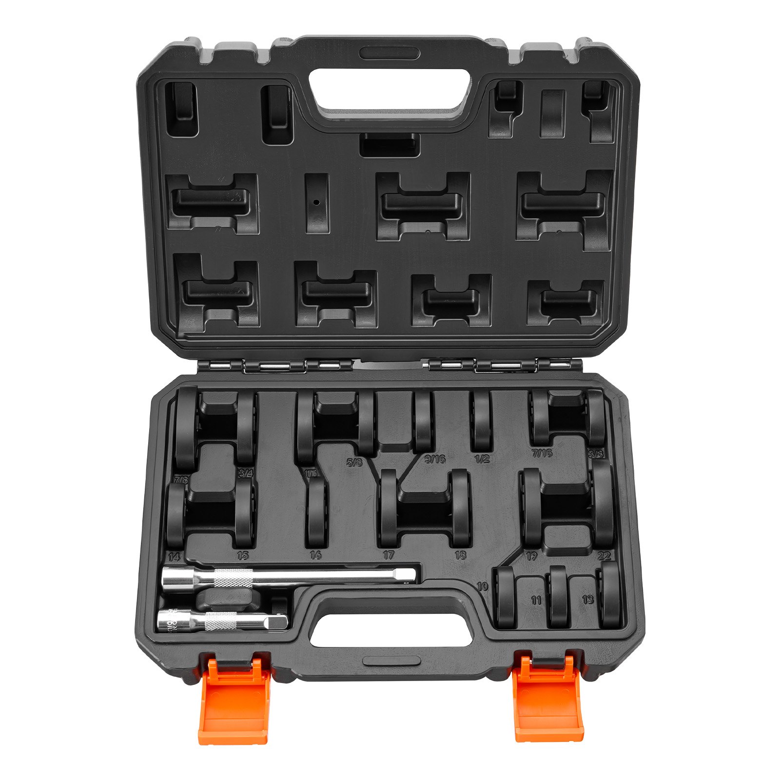 VEVOR 20‑Piece Crowfoot Flare Nut Wrench Set, 3/8" Drive, Metric & SAE, 40Cr Steel, Anti-Slip, with Storage Tray for Auto Repair - Image 12