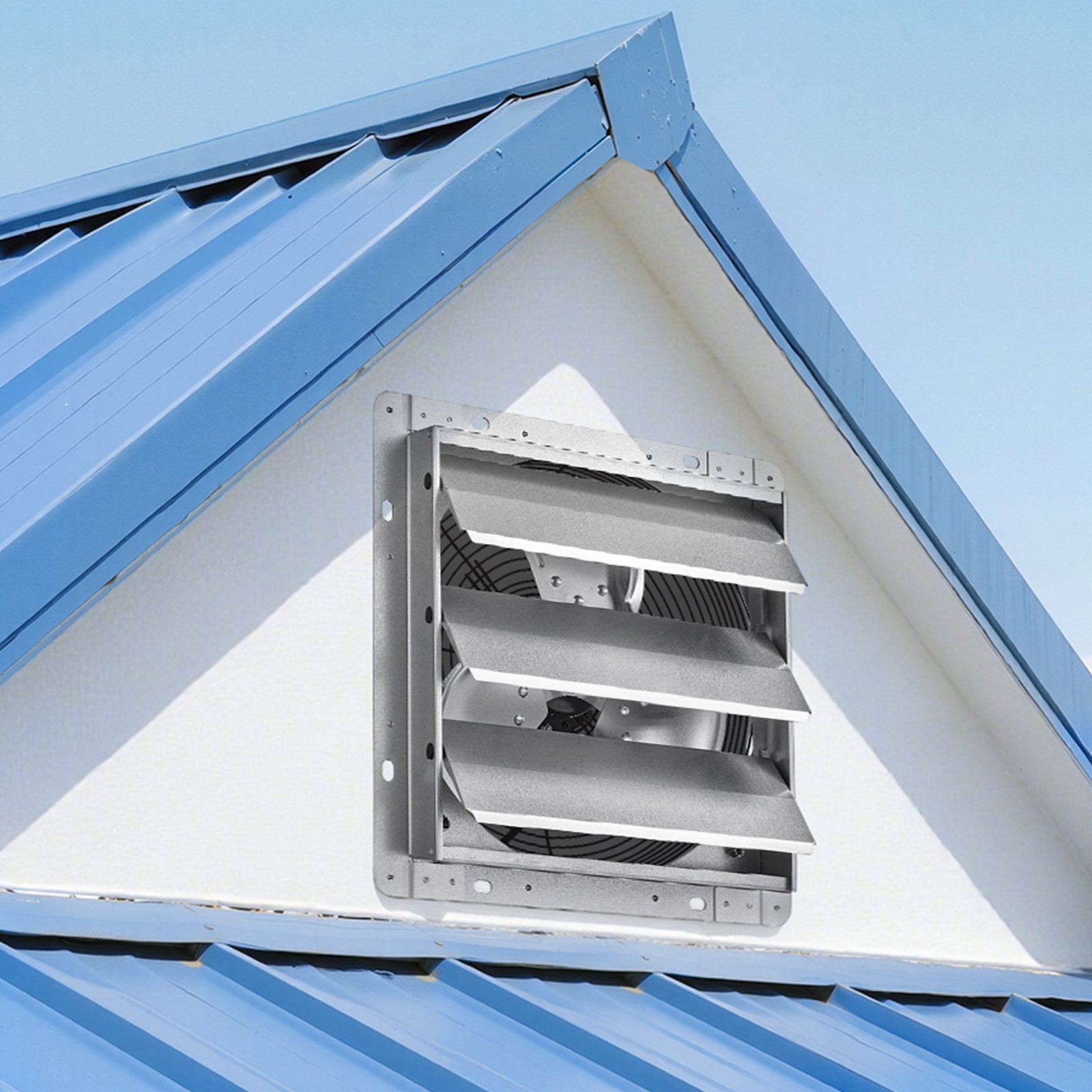 VEVOR 312 mm Wall Mounted Shutter Exhaust Fan 2124 m³/h, Steel Housing, Low Noise AC Motor for Attic Garage Barn Greenhouse Workshop - Зображення 8