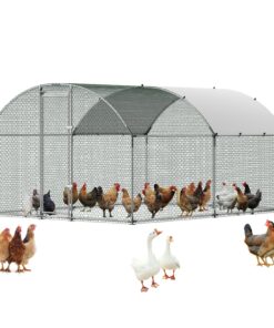 VEVOR Large Metal Chicken Coop 3 x 4 x 2 m Walk-in Poultry Run with Roof Cover