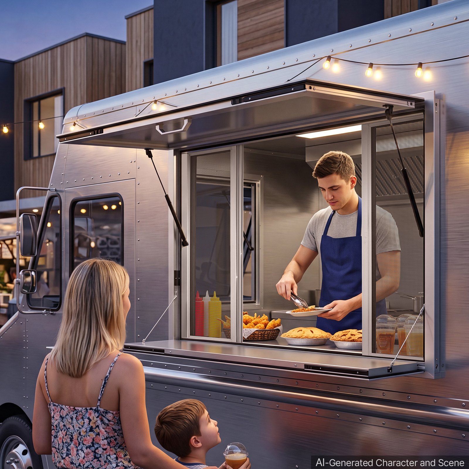 VEVOR 1220x915 mm Aluminum Concession Service Window with Folding Shelf, 4 Sliding Screen Windows, Lock, 85° Awning, Rain-Resistant — изображение 8