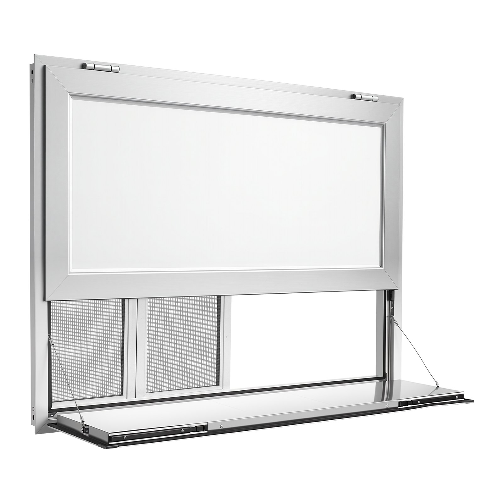 VEVOR 1220x915 mm Aluminum Concession Service Window with Folding Shelf, 4 Sliding Screen Windows, Lock, 85° Awning, Rain-Resistant — изображение 10