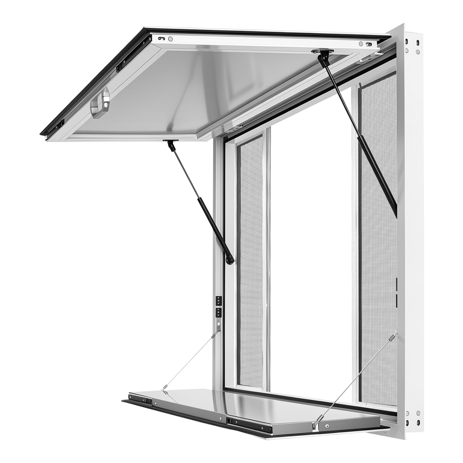 VEVOR 1220x915 mm Aluminum Concession Service Window with Folding Shelf, 4 Sliding Screen Windows, Lock, 85° Awning, Rain-Resistant — изображение 12