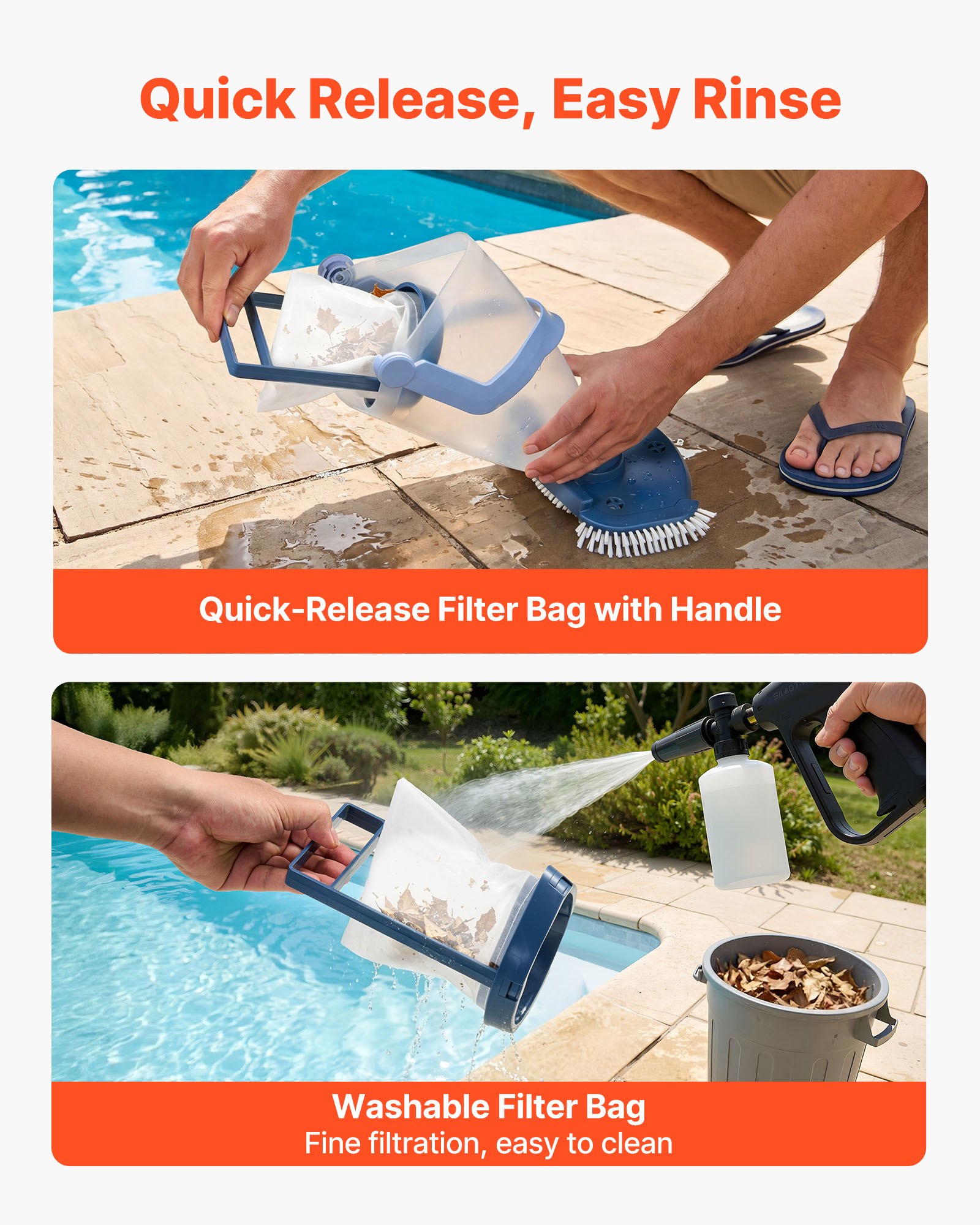 VEVOR Cordless Handheld Pool Vacuum 100 L/min, 5.2 m Pole, 60 min Runtime, Rechargeable Spa & Hot Tub Cleaner for Above-Ground Pools — изображение 6