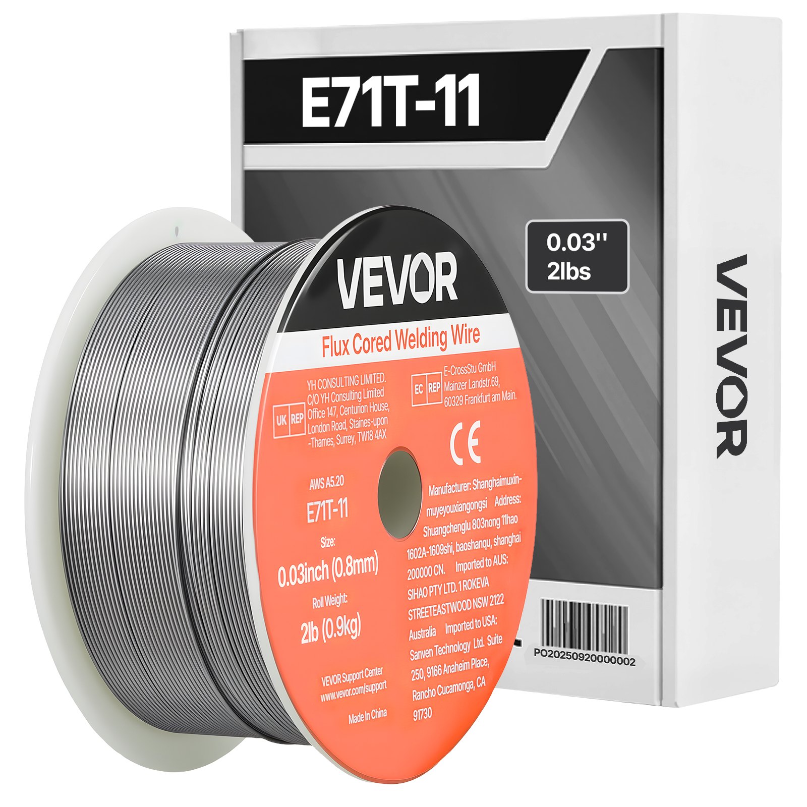 VEVOR E71T-11 Flux Core MIG Welding Wire 0.8 mm 0.9 kg Gasless