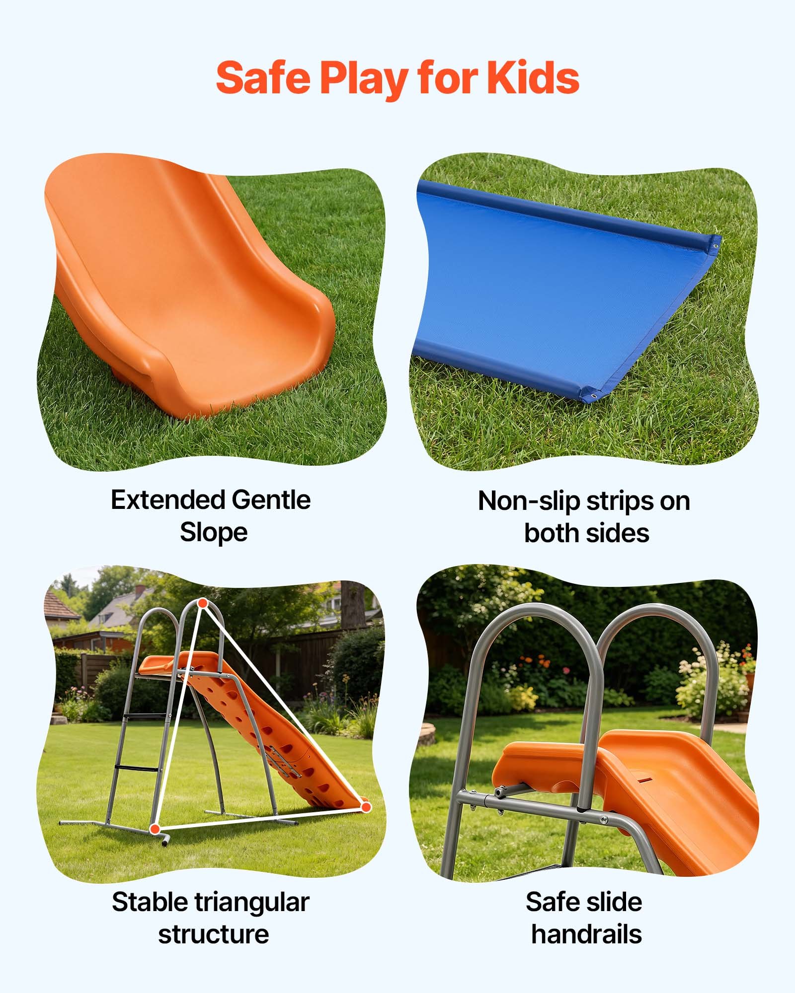 VEVOR 165 cm Outdoor Kids Water Slide with Adjustable Sprinkler, Ground Tarp & Metal Frame for Backyard Pool Fun - Зображення 5