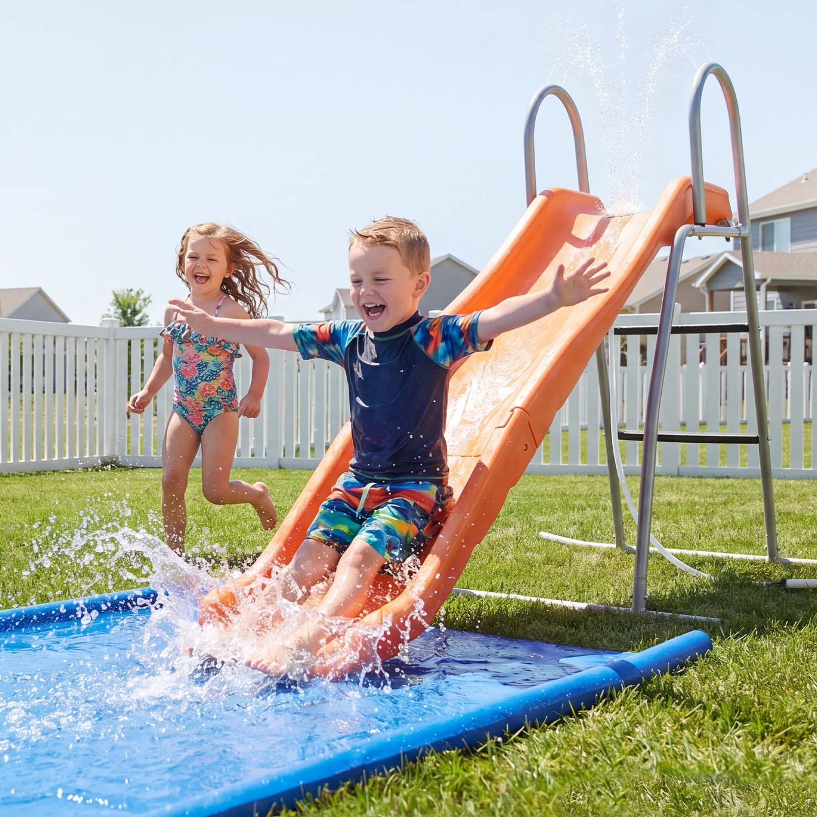 VEVOR 165 cm Outdoor Kids Water Slide with Adjustable Sprinkler, Ground Tarp & Metal Frame for Backyard Pool Fun - Зображення 8