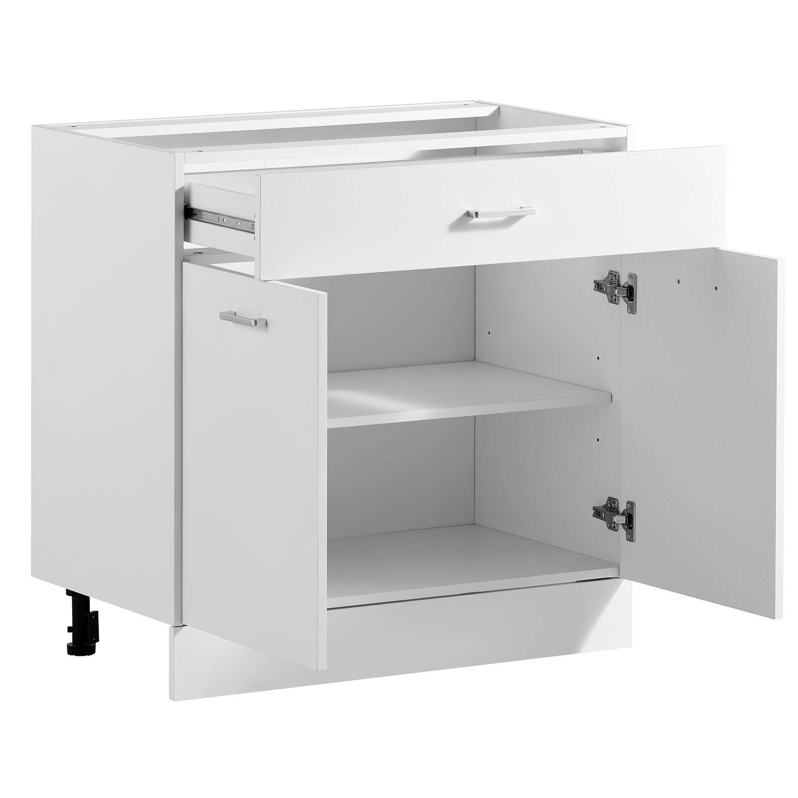 VEVOR white shaker base cabinet 80x47.5x81.5 cm, 2 doors, 1 drawer, soft-close, adjustable shelf, RTA kitchen storage — attēls 9