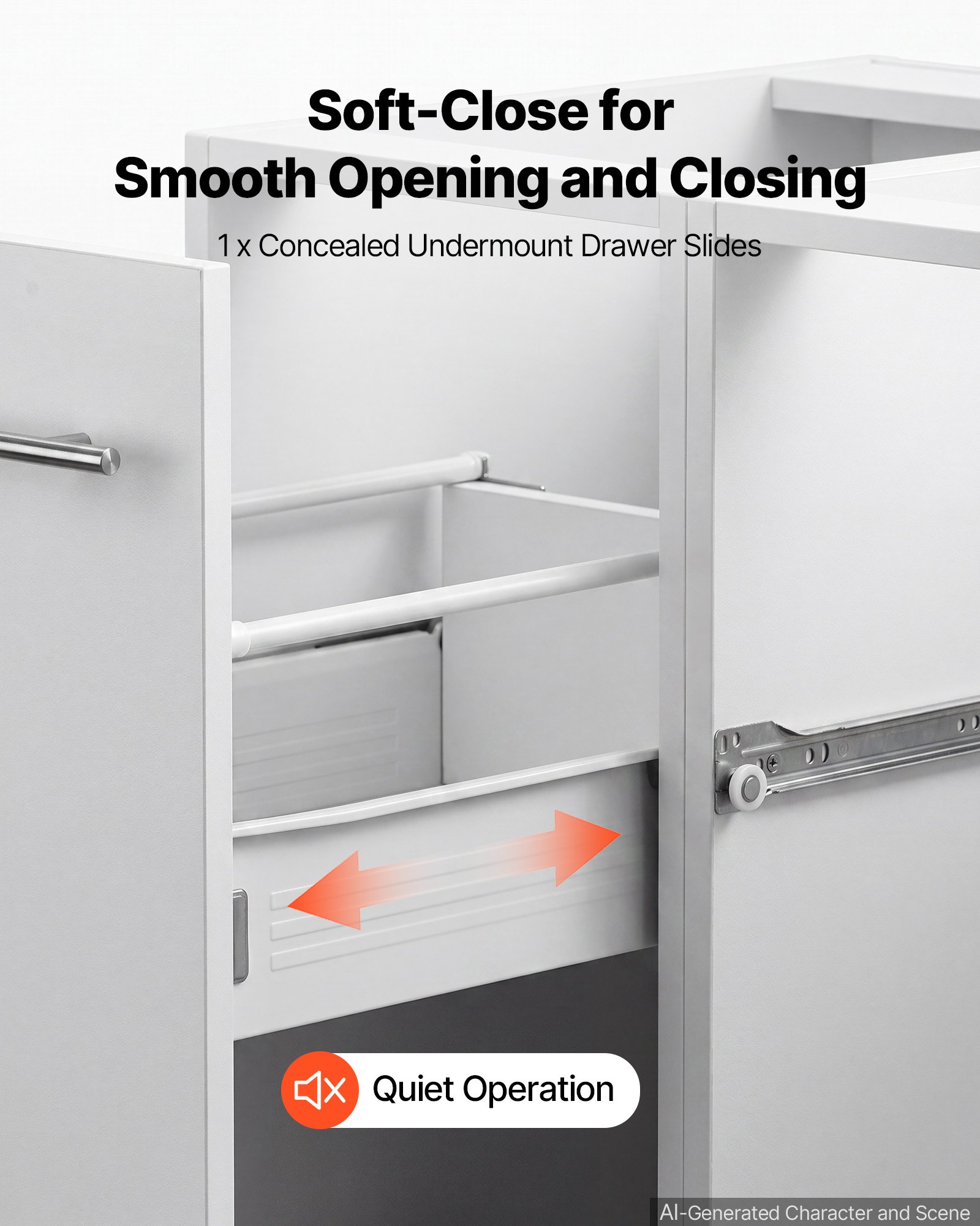 VEVOR White Shaker Base Cabinet 30 cm, 1 Soft-Close Drawer, High-Gloss RTA Kitchen Unit 300x475x815 mm for Home & Laundry — attēls 5