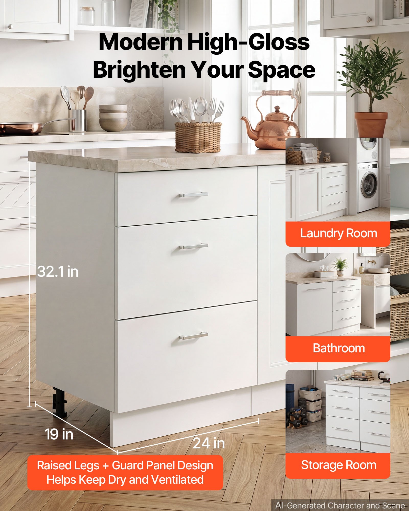 RTA Kitchen Storage Unit with Smooth Slide Rails