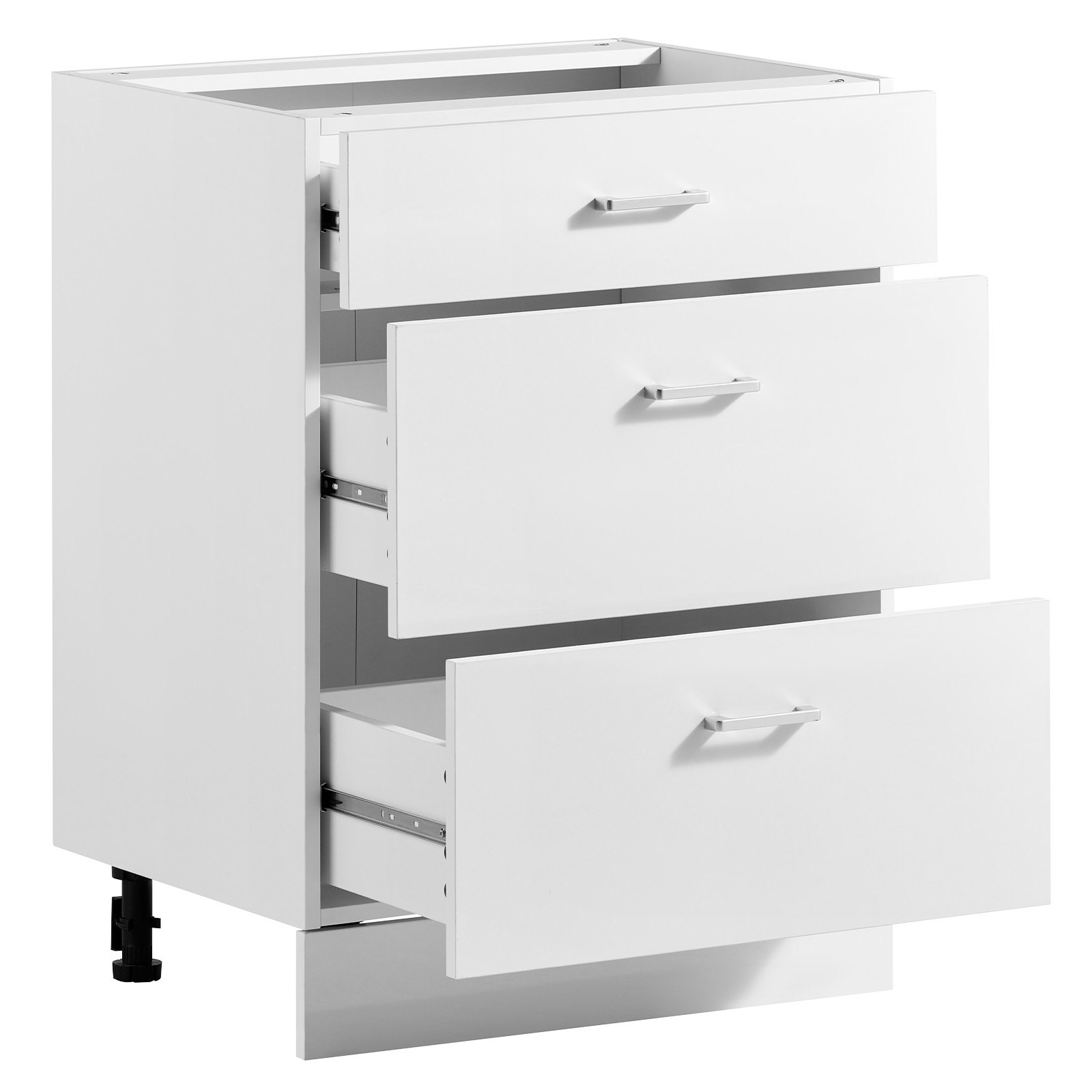 VEVOR White Shaker 3-Drawer Base Cabinet 60x47.5x81.5 cm, RTA Kitchen Storage Unit with Smooth Slide Rails — attēls 10