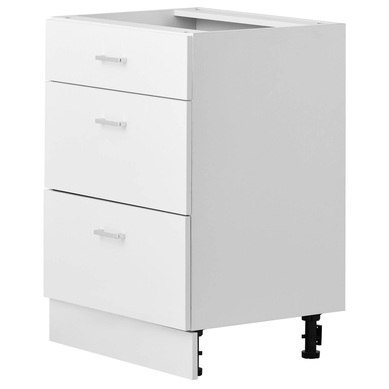 VEVOR White Shaker 3-Drawer Base Cabinet 60x47.5x81.5 cm, RTA Kitchen Storage Unit with Smooth Slide Rails — attēls 11