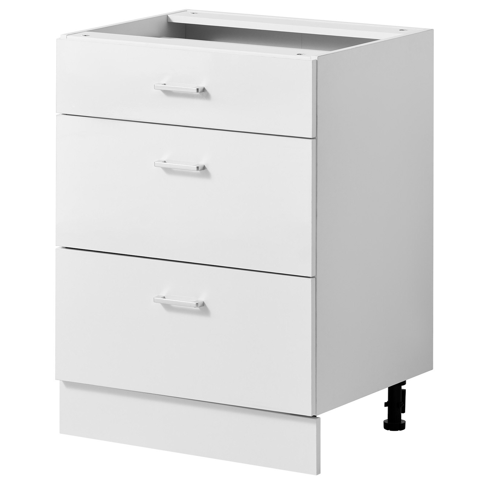 VEVOR White Shaker 3-Drawer Base Cabinet 60x47.5x81.5 cm, RTA Kitchen Storage Unit with Smooth Slide Rails — attēls 12